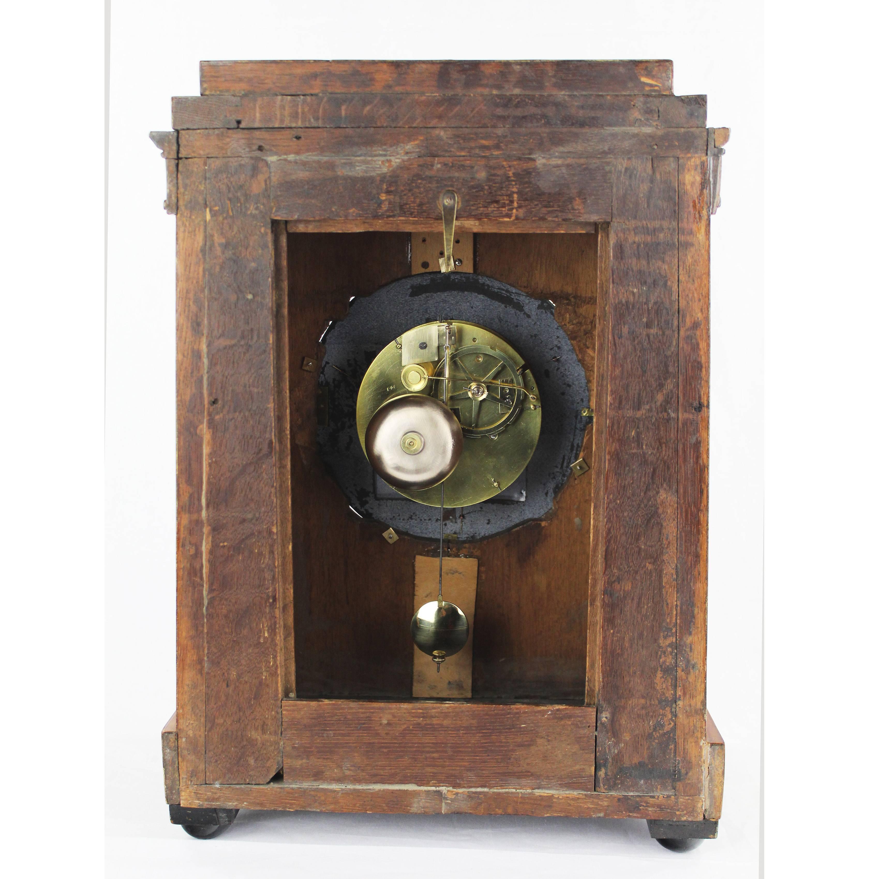 19th Century Biedermeier Period Table/Desk Clock, Enamel Dial 2