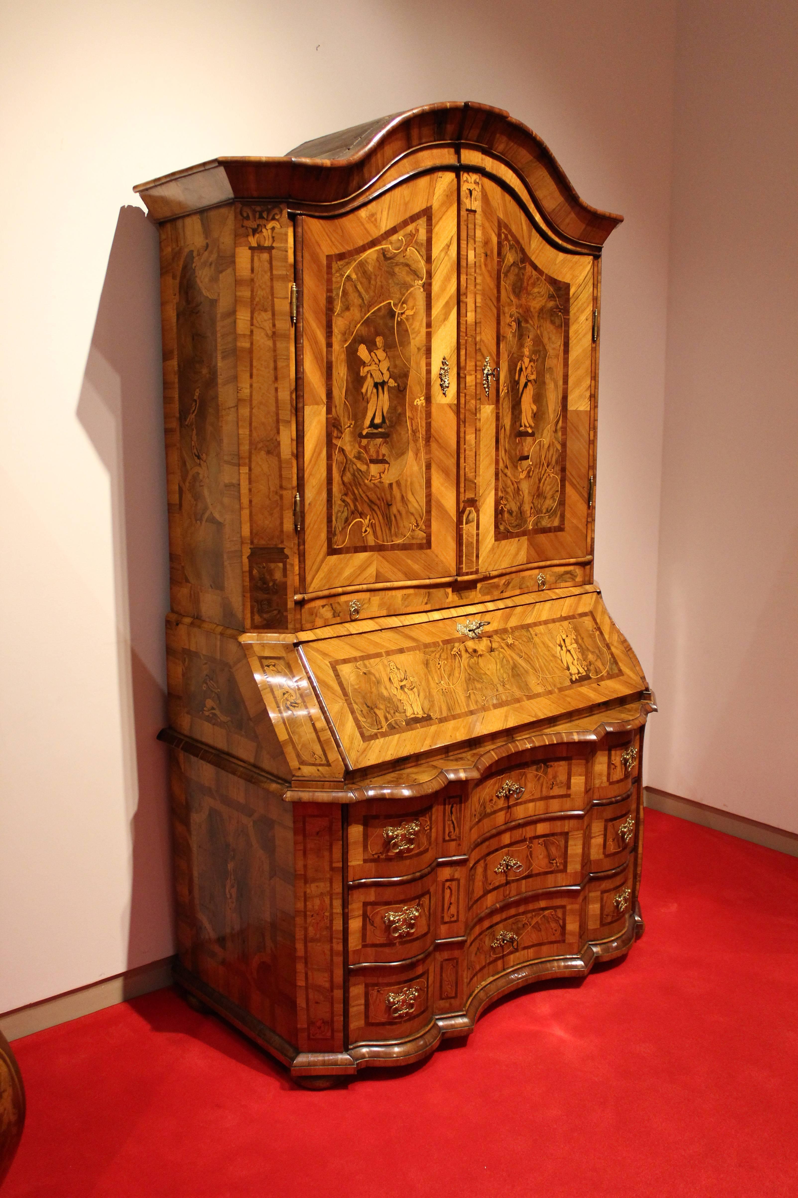 German 18th Century Writing Cupboard, Secretary, Made in Saxony “Glauchau”, circa 1750