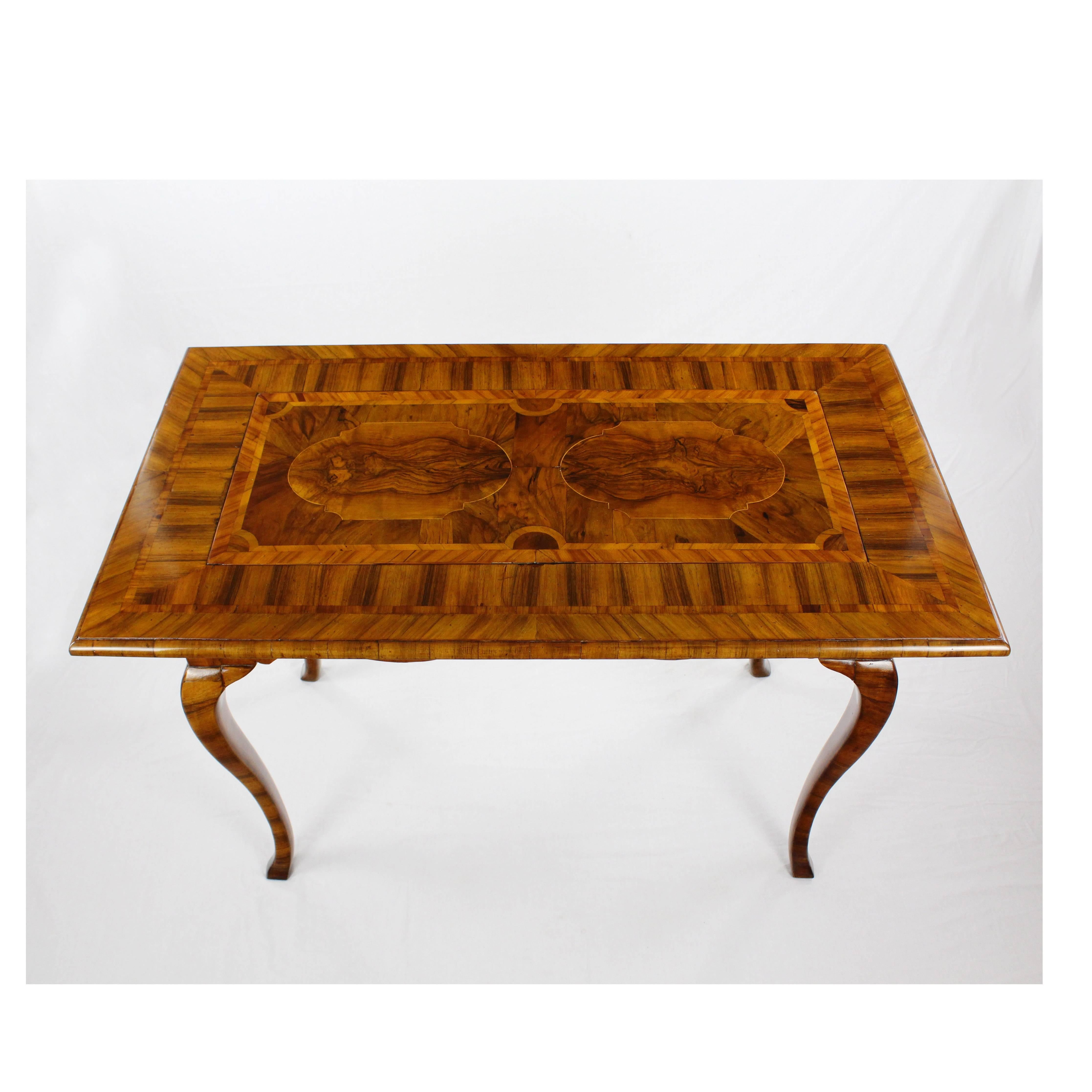 Nutwood Game Table or Baroque, circa 1760 for Chess Checkers, Merels, Backgammon For Sale