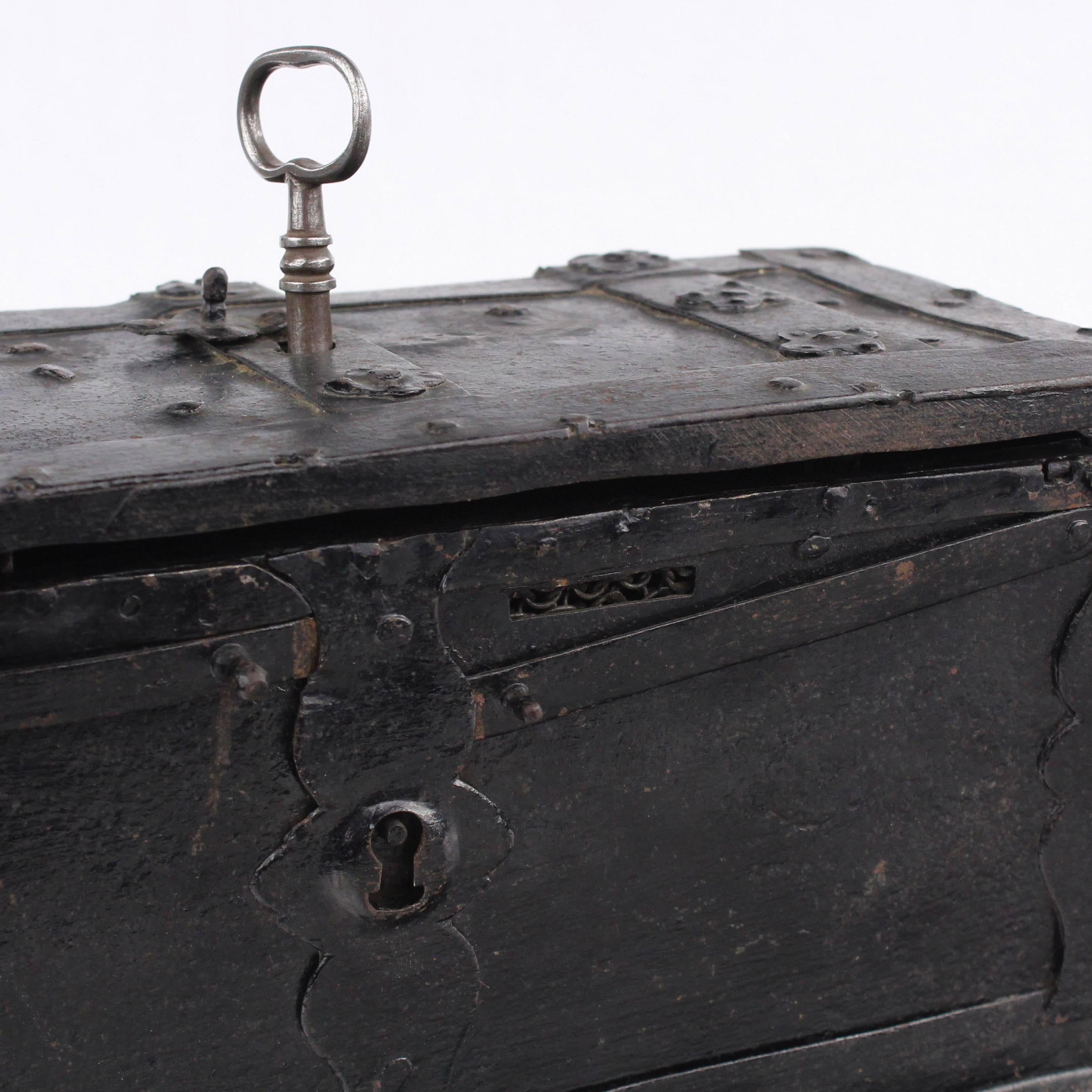 18th Century and Earlier Rare Metal Cassette, Box, Casquet 17th Century, Concealed Lock and Coin Slots
