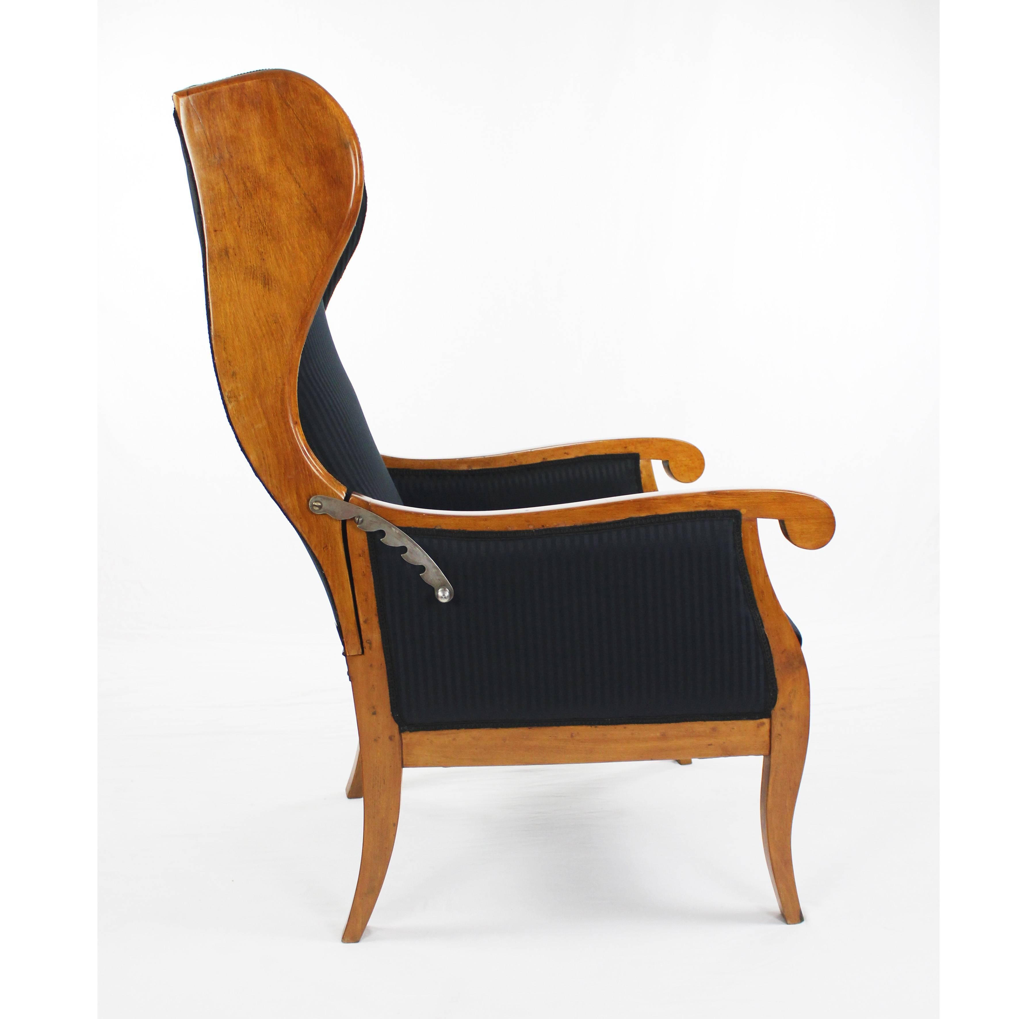 Early 19th Century Biedermeier Period Wingchair Armchair, Beech, circa 1820-1830