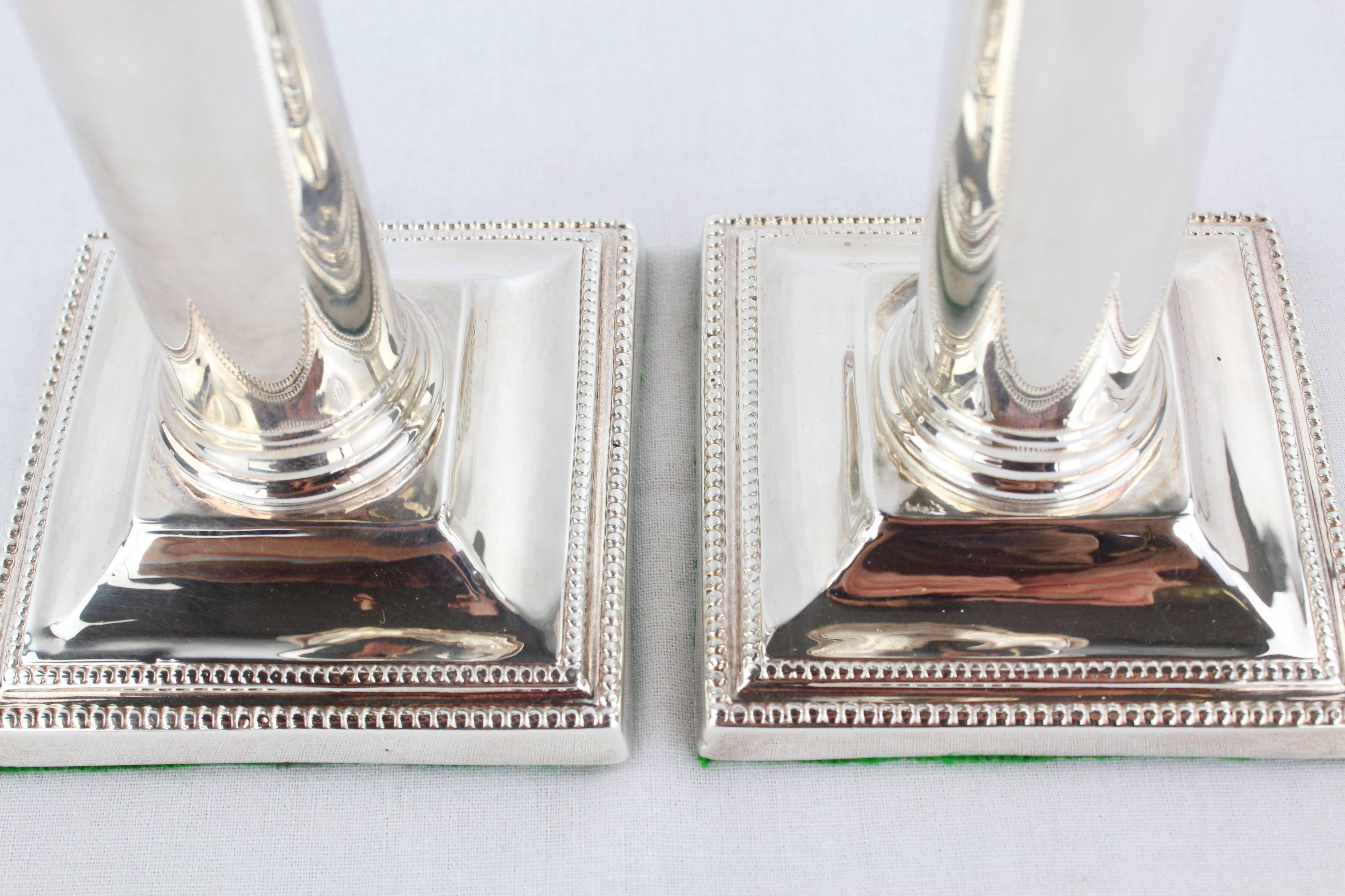 Hallmarked Pair of Candlesticks, 925 Sterling Silver, London, 1900 In Excellent Condition In Muenster, NRW