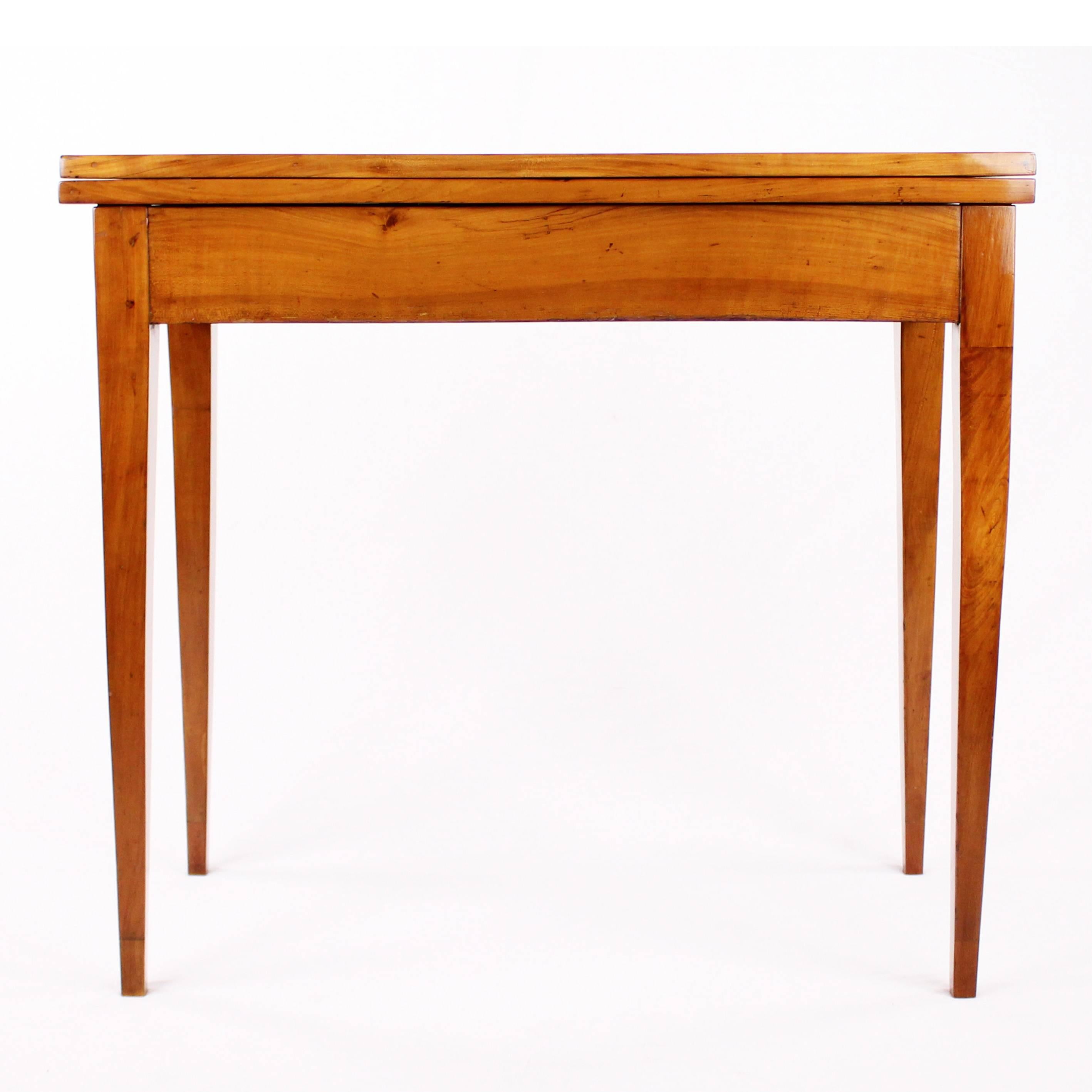 Foldable Table, Biedermeier, Cherry Tree, circa 1830-1840, Leather Inside 1