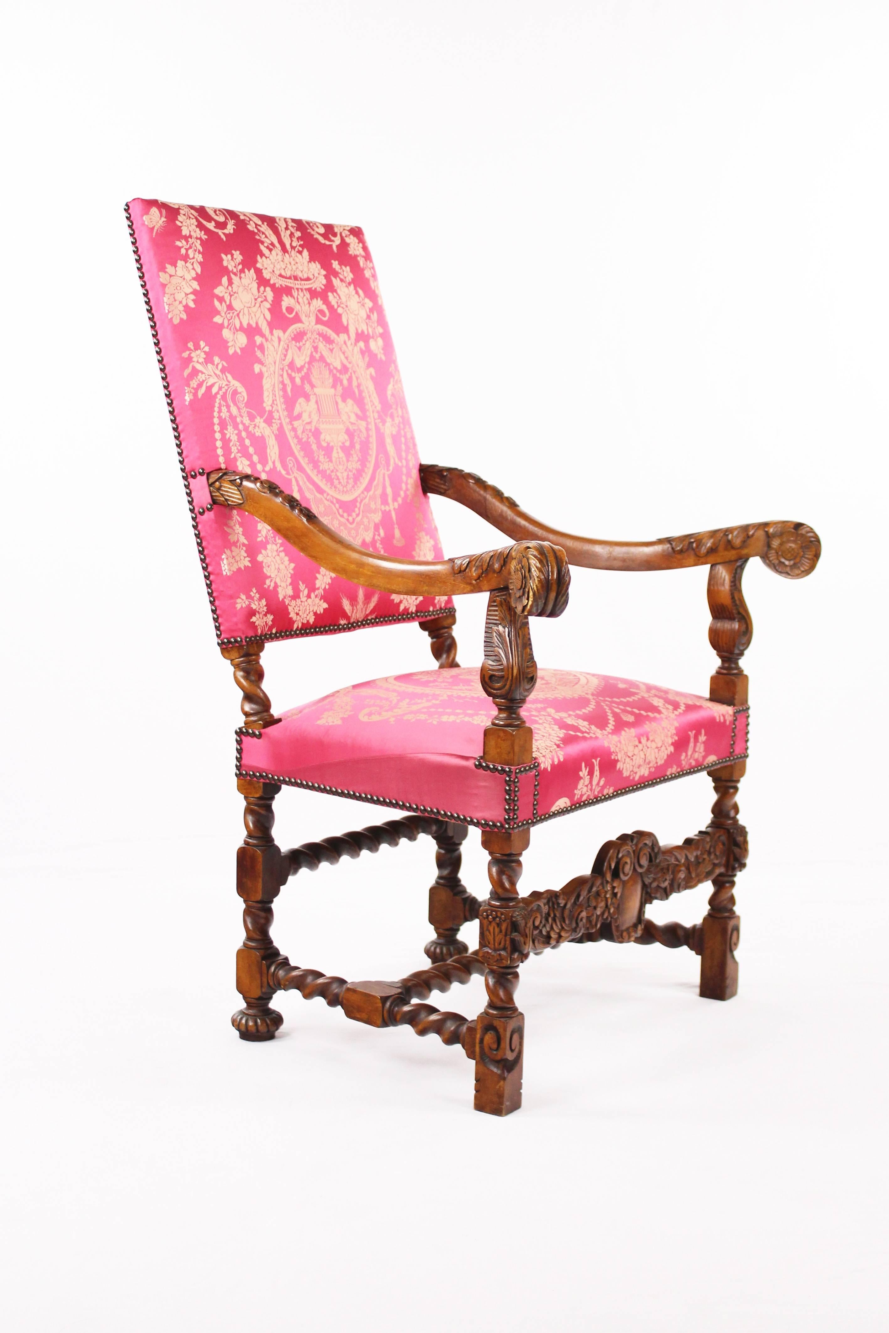 Pair of Chairs, Beech Massively, circa 1880-1890, Carved and Stilted 1