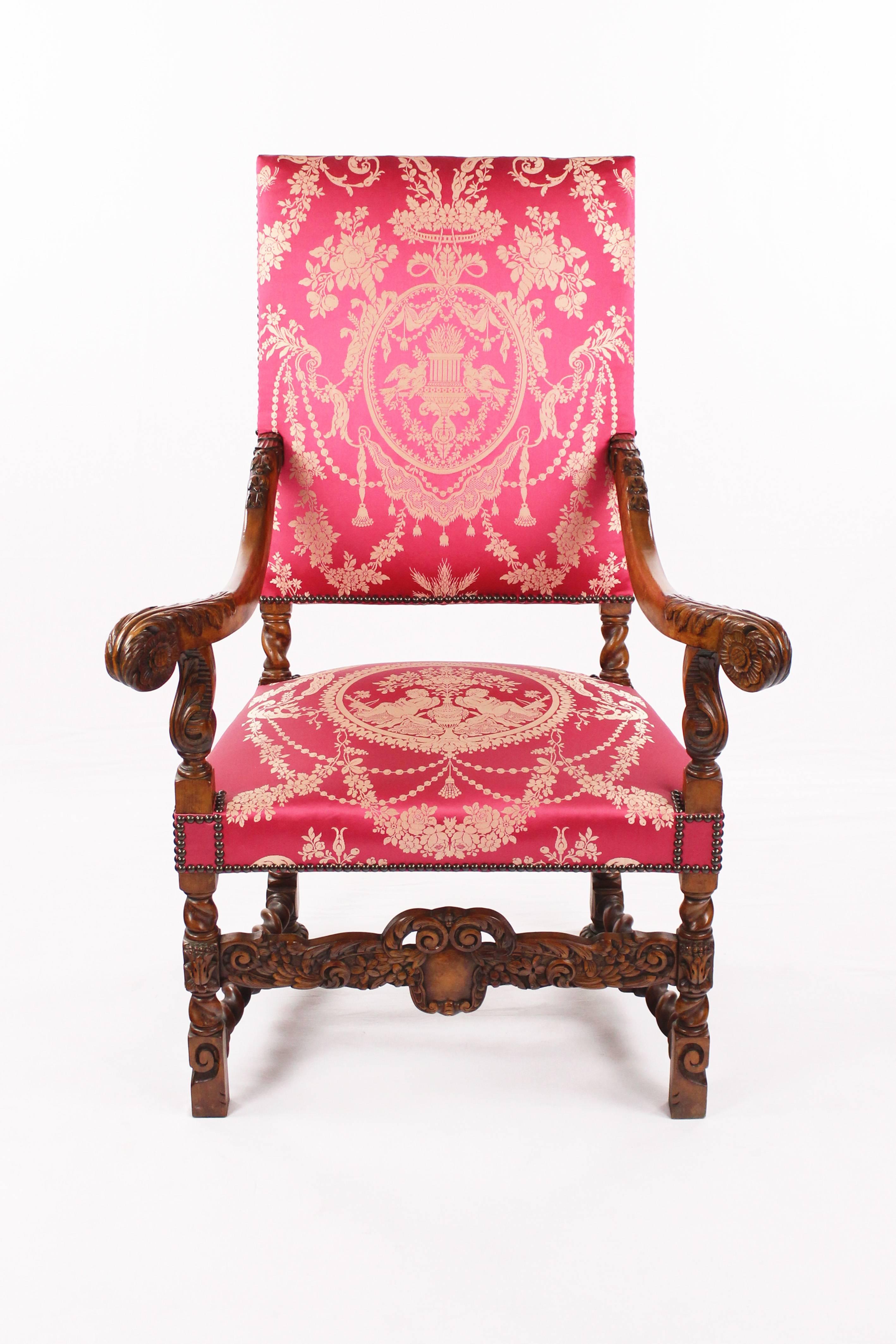 Pair of Chairs, Beech Massively, circa 1880-1890, Carved and Stilted 5