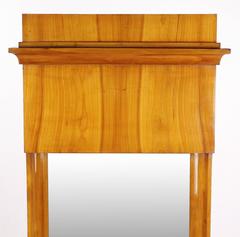 Large Biedermeier Period Pillar Mirror, circa 1820-1830, Cherry Tree Veneered