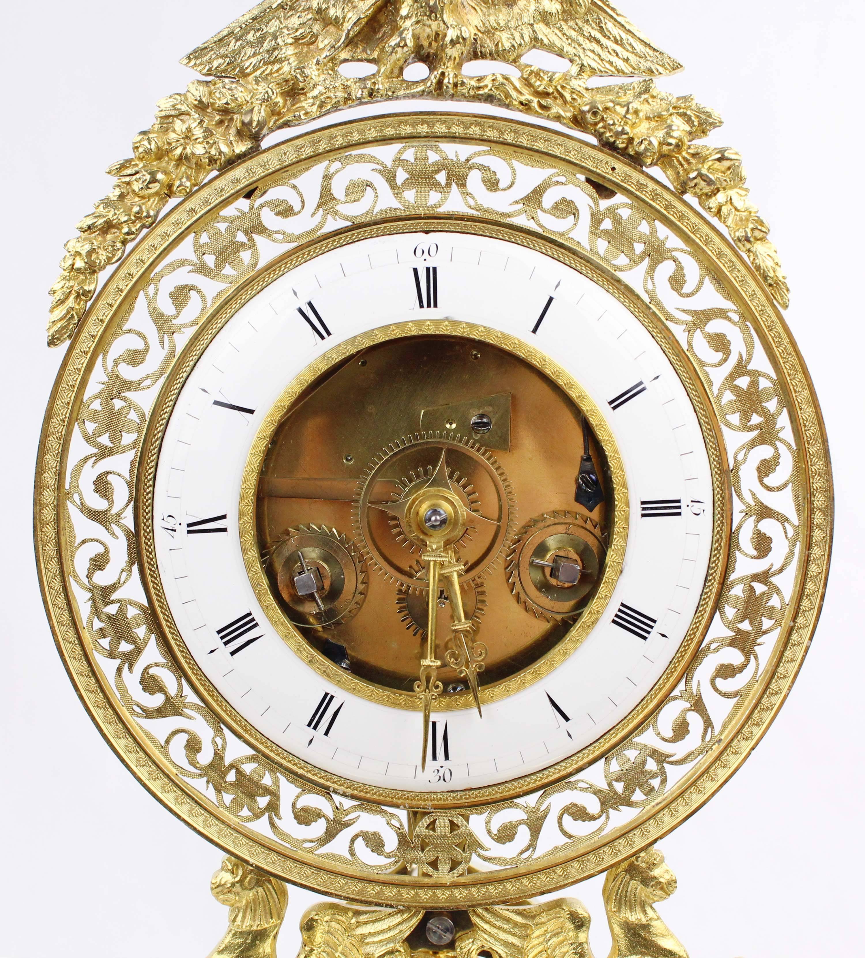 Fine 19th Century Clock, France circa 1810-1820, Bronze Rack, Weekly Runner In Excellent Condition In Muenster, NRW