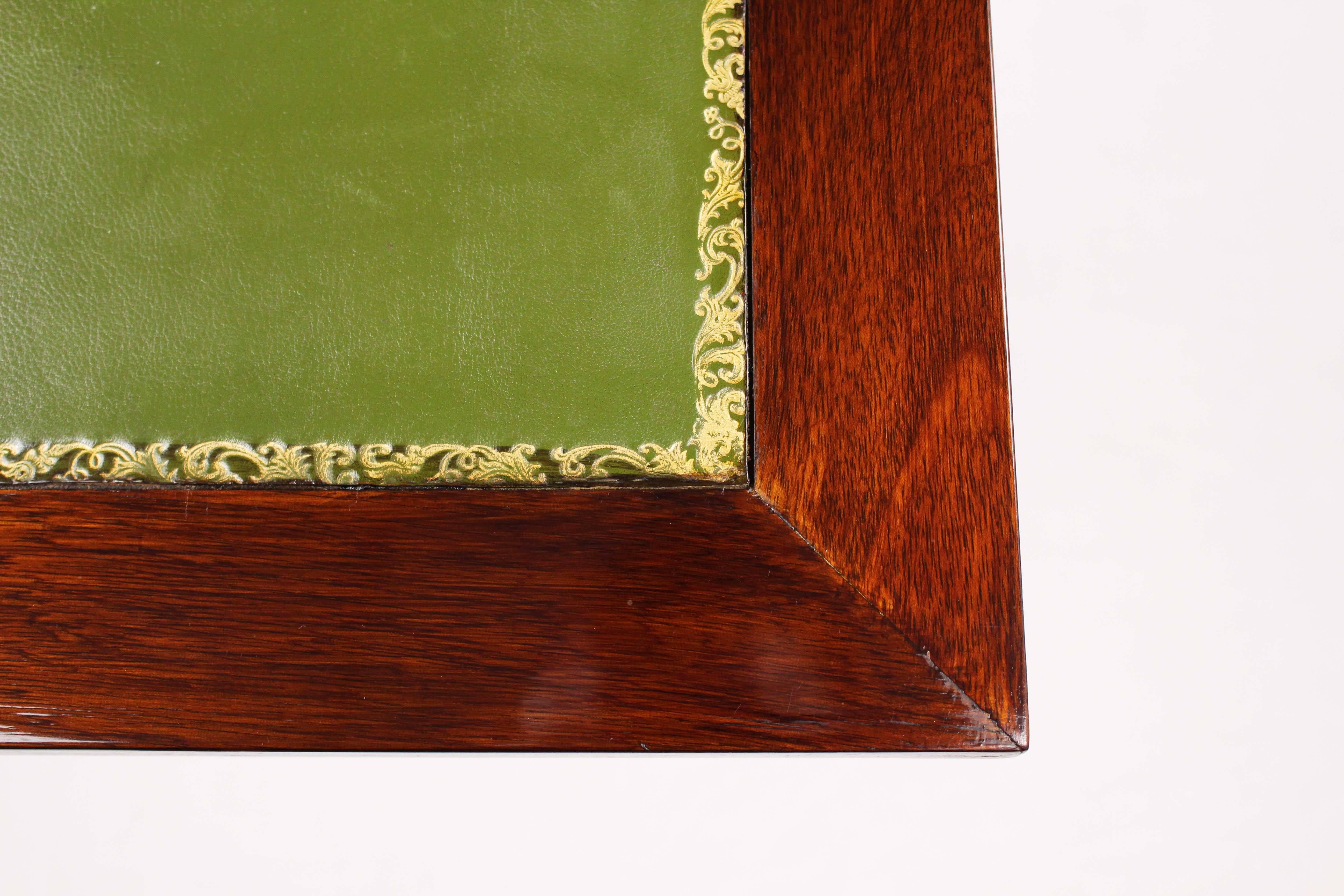 French 19th Century Desk, Mahogany Veneer, Leather Writing Surface 6