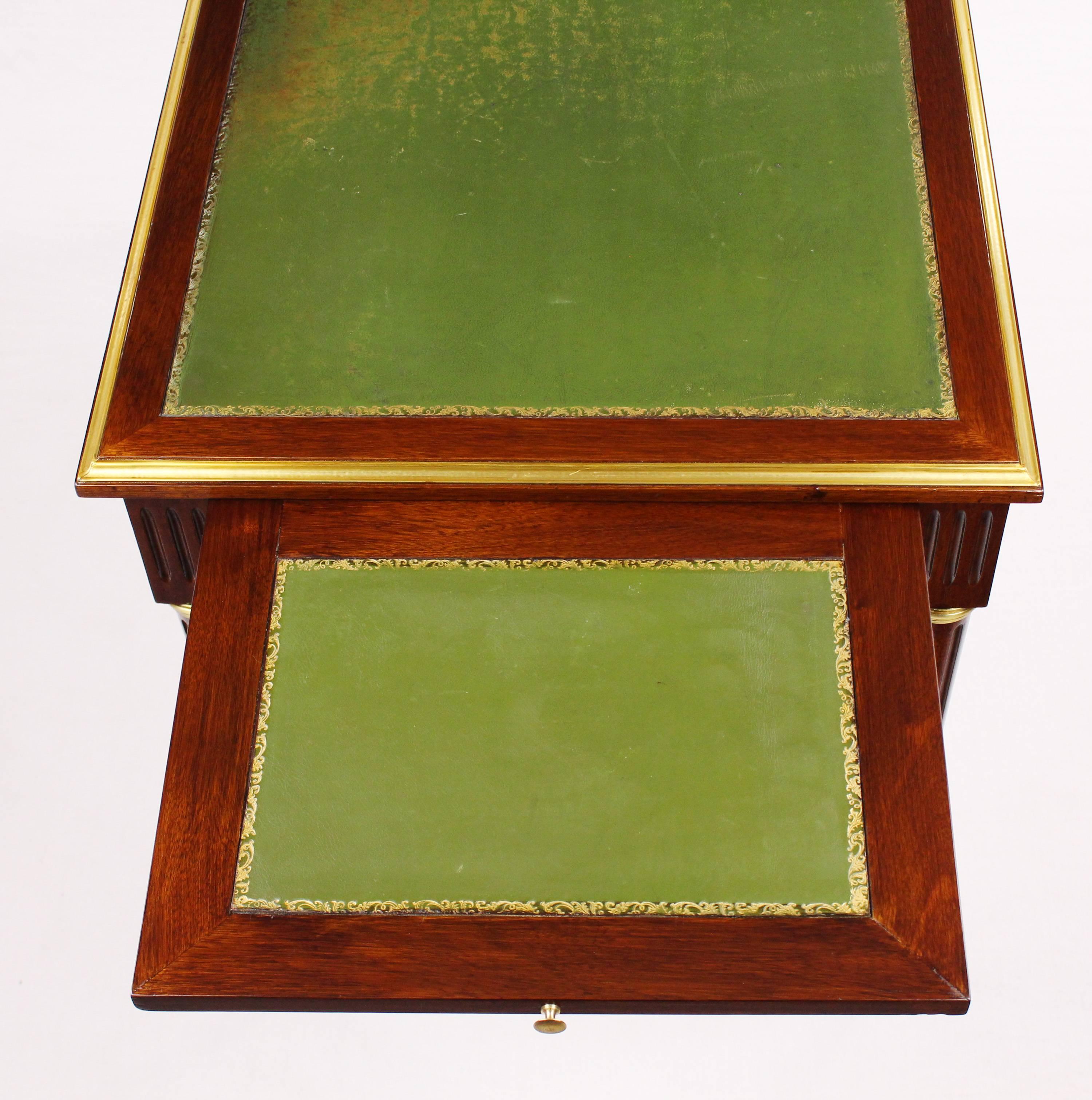 French 19th Century Desk, Mahogany Veneer, Leather Writing Surface 5