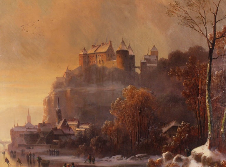 Large Oil Painting of the Romanticism, circa 1850, Attributed to Albert