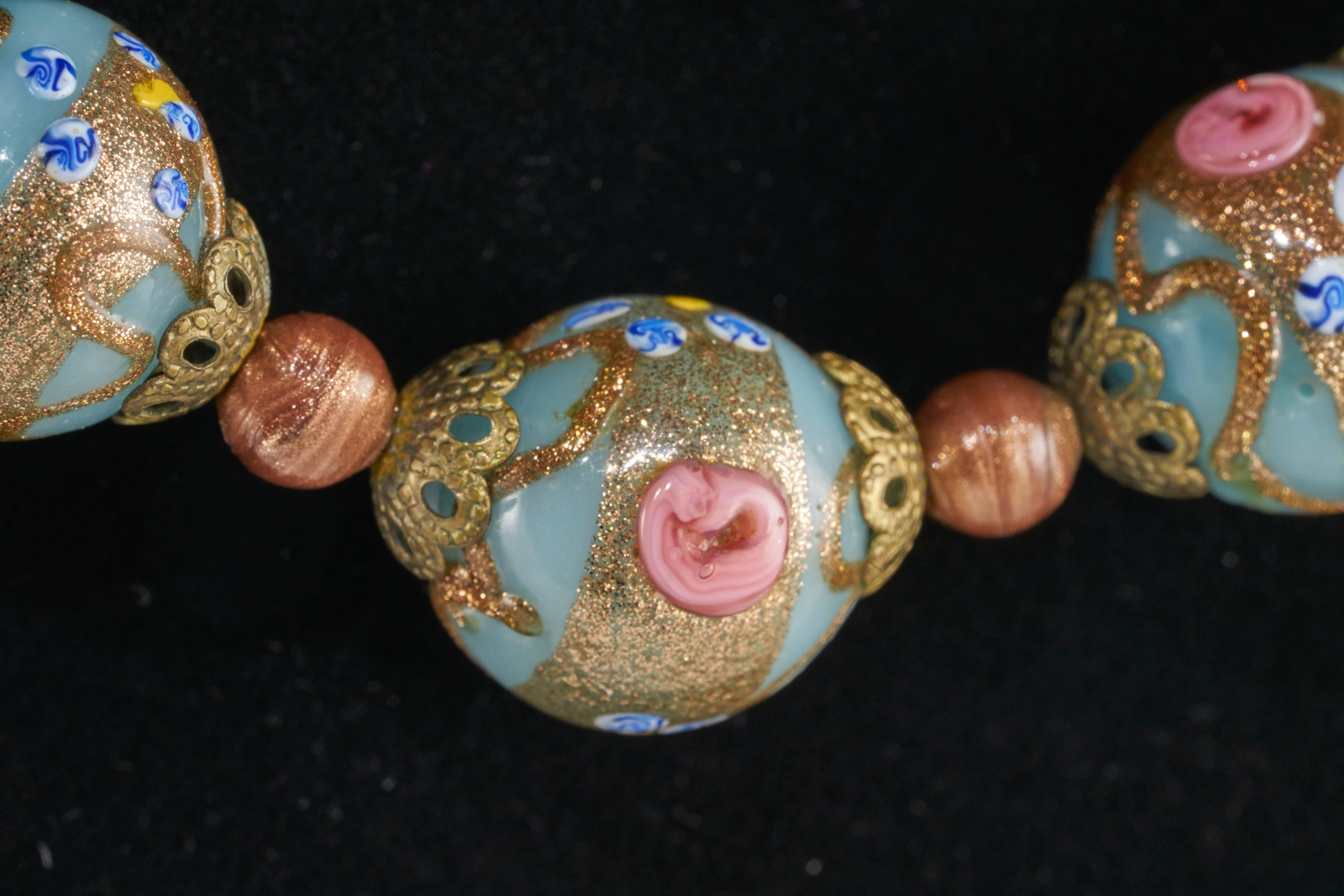 20th Century Vintage Cloisonne Hand Painted Beautiful Necklace - Artfully Unique.