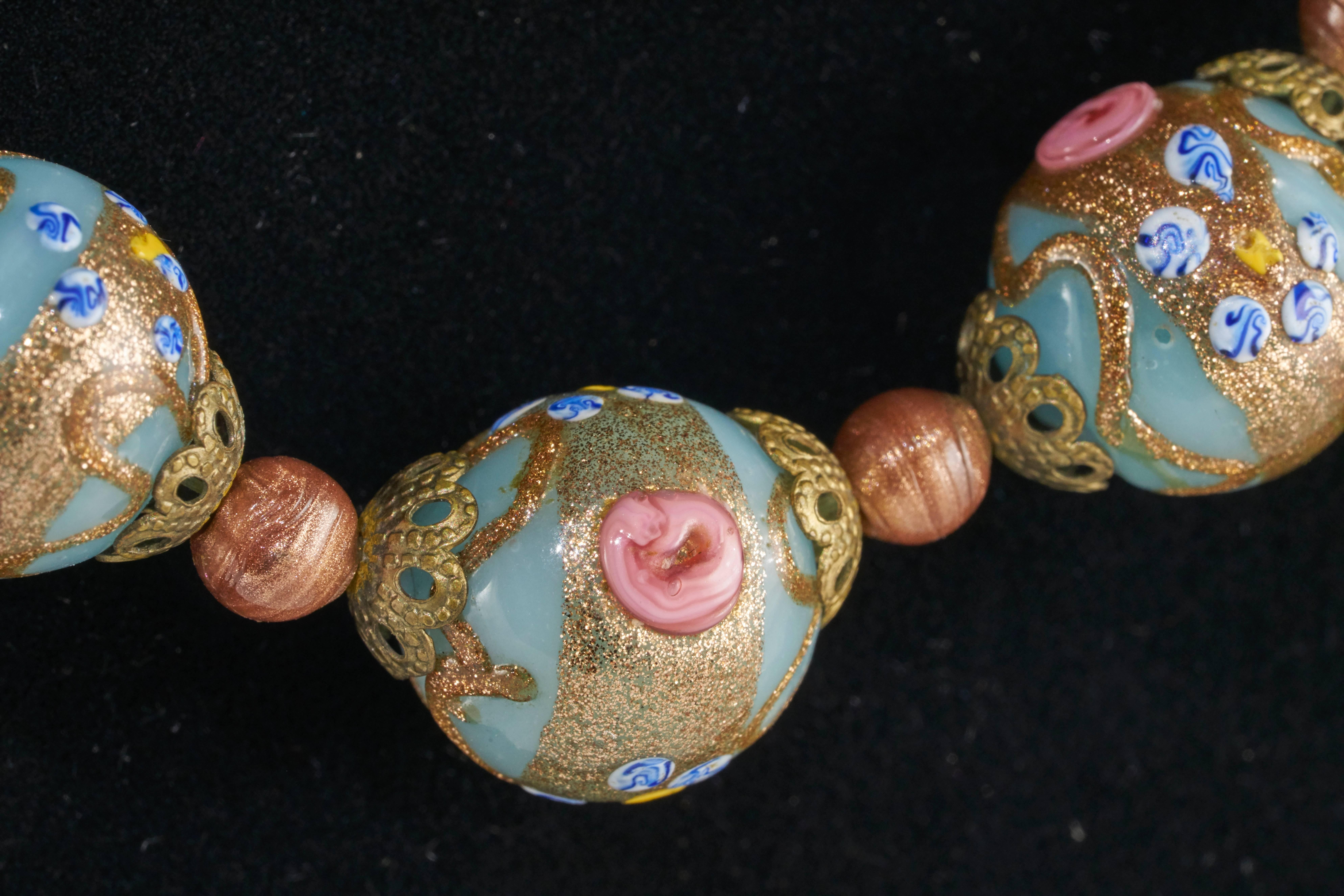 Vintage Cloisonne Hand Painted Beautiful Necklace - Artfully Unique. 1