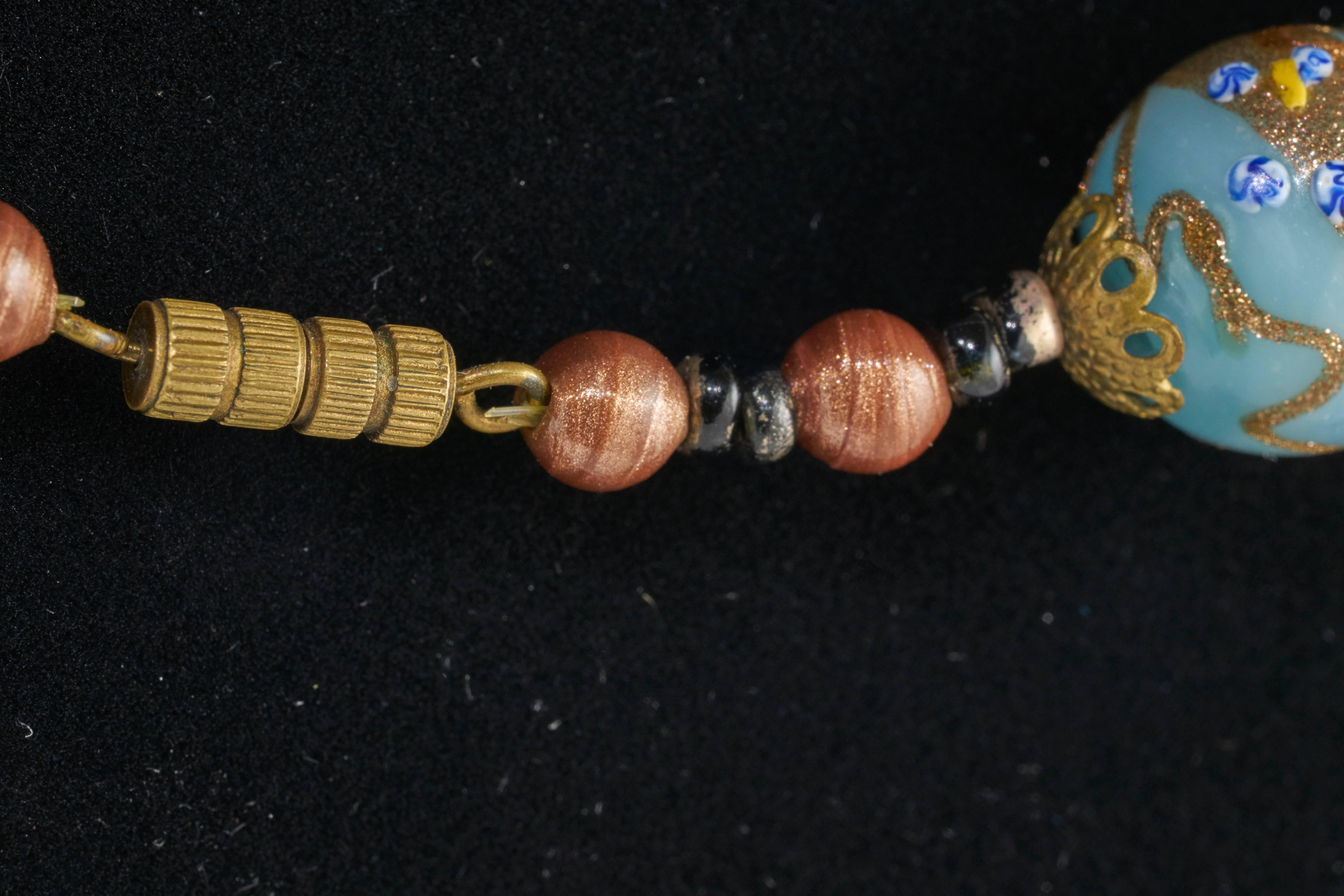 Vintage Cloisonne Hand Painted Beautiful Necklace - Artfully Unique. 3