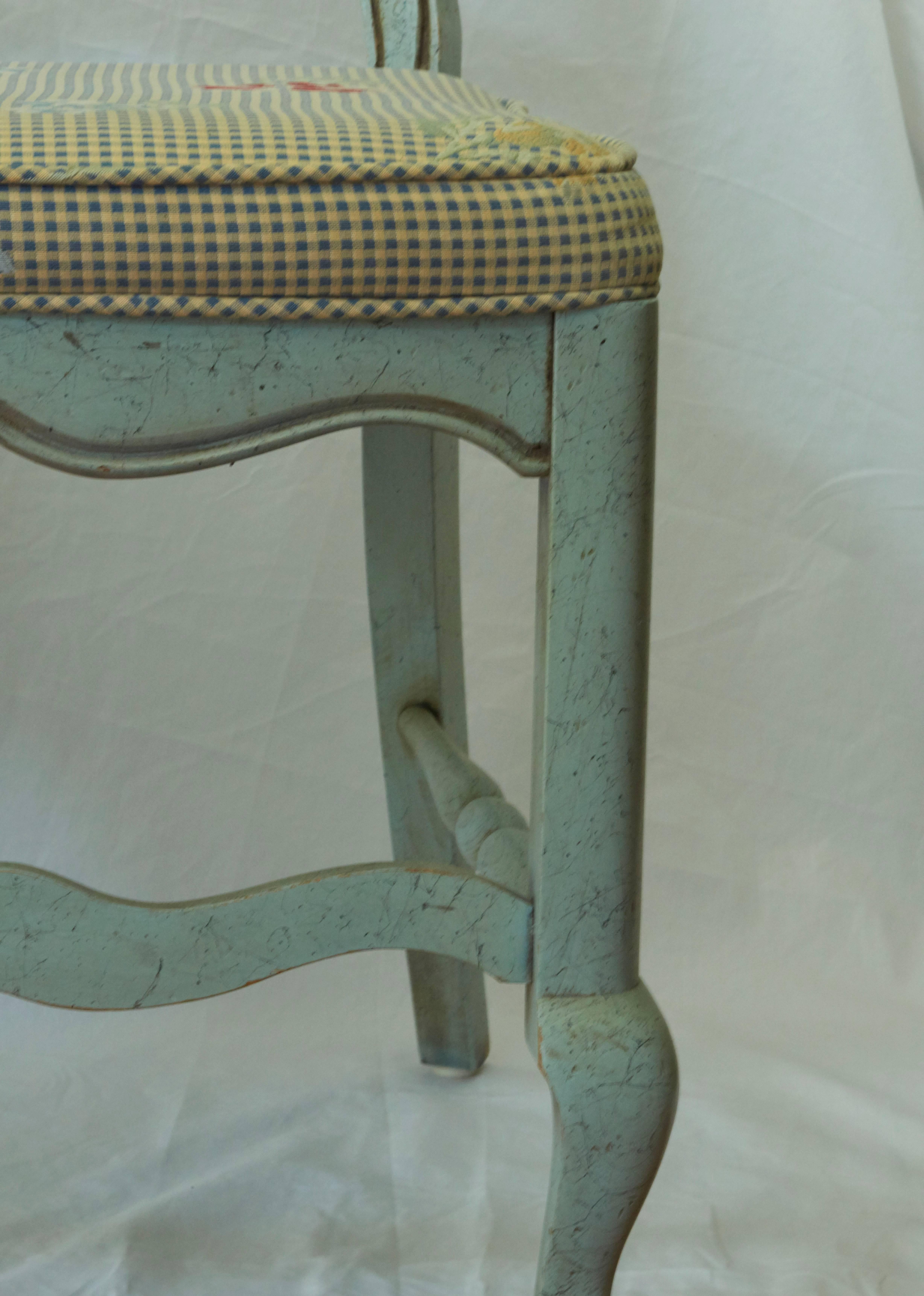 Set of Six Fabulously French  Robin's Egg Blue Louis XV Chairs, Bussac France In Good Condition In Westport, CT
