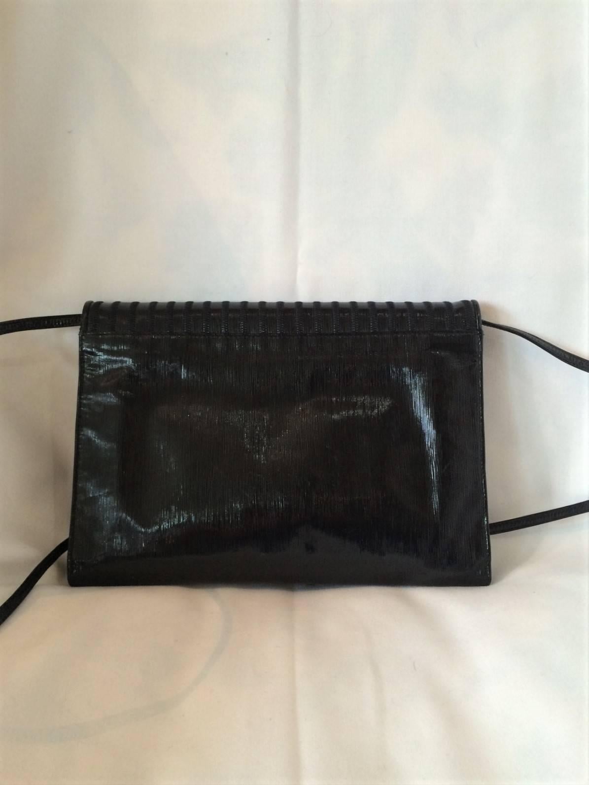 Vintage Fendi Black Leather Shoulder Bag For Sale 1