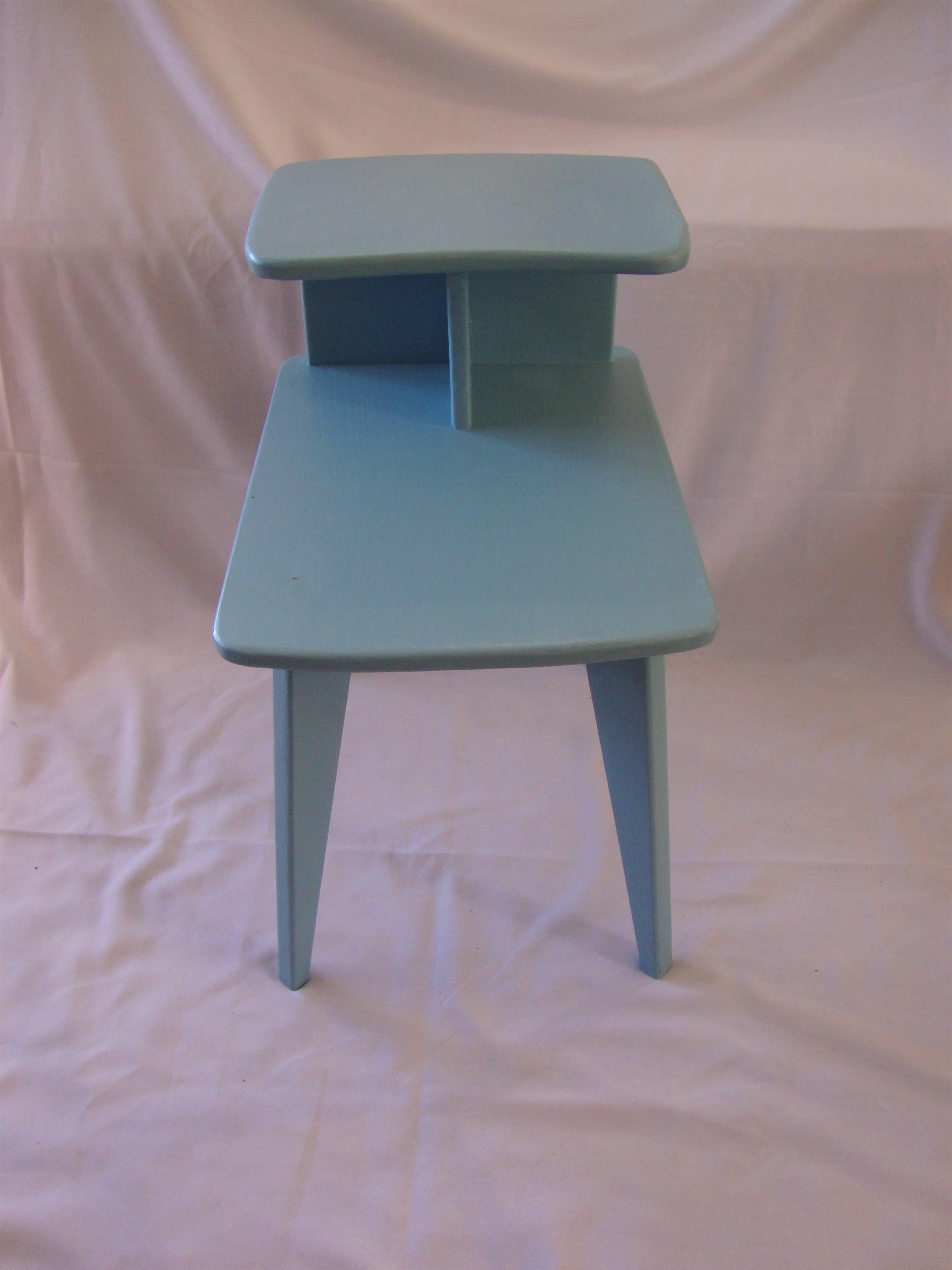 20th Century Retro Duck Blue Side or End Tables Mid-Century Modern Design Custom-Made