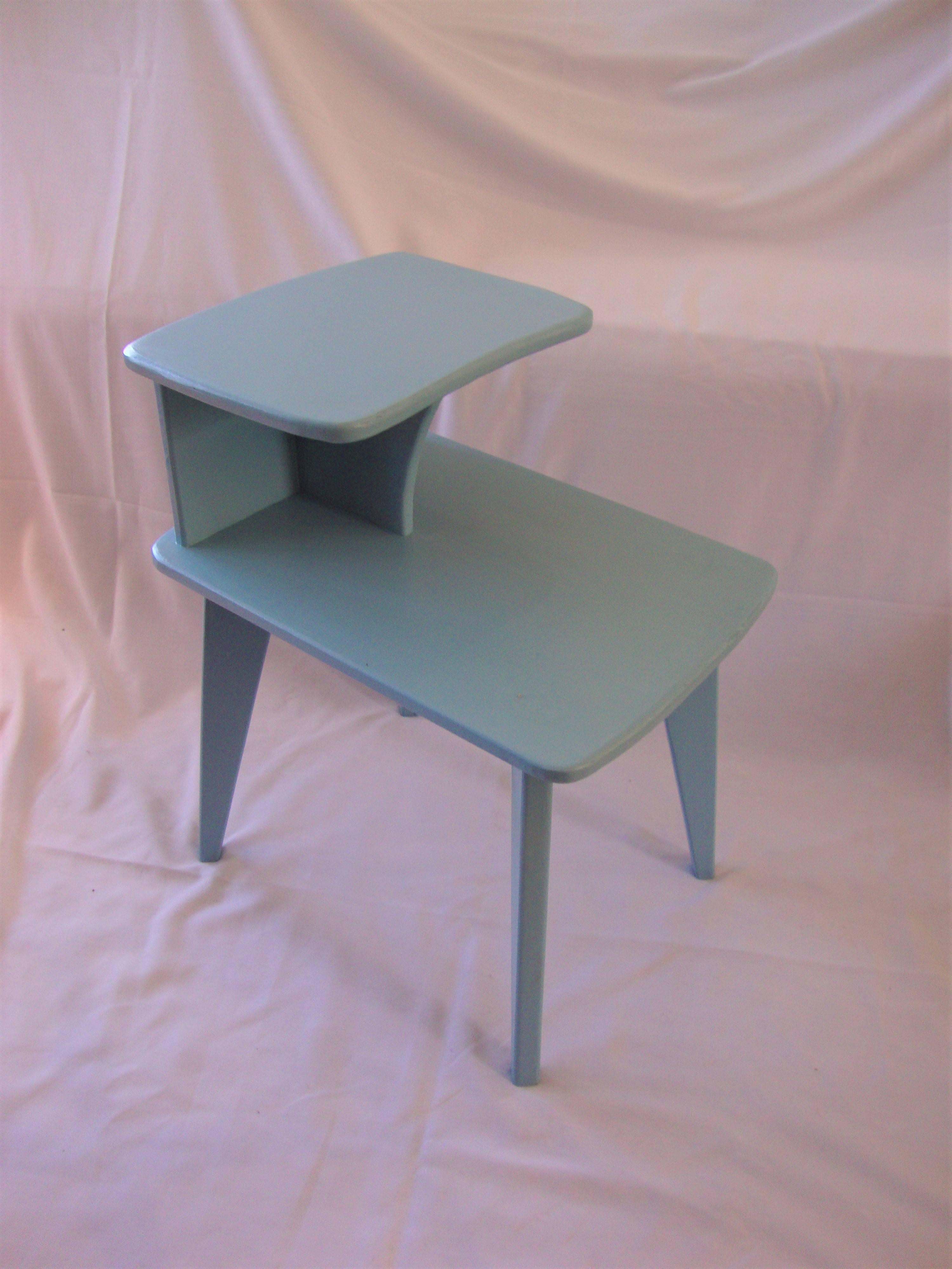 Retro Duck Blue Side or End Tables Mid-Century Modern Design Custom-Made 1