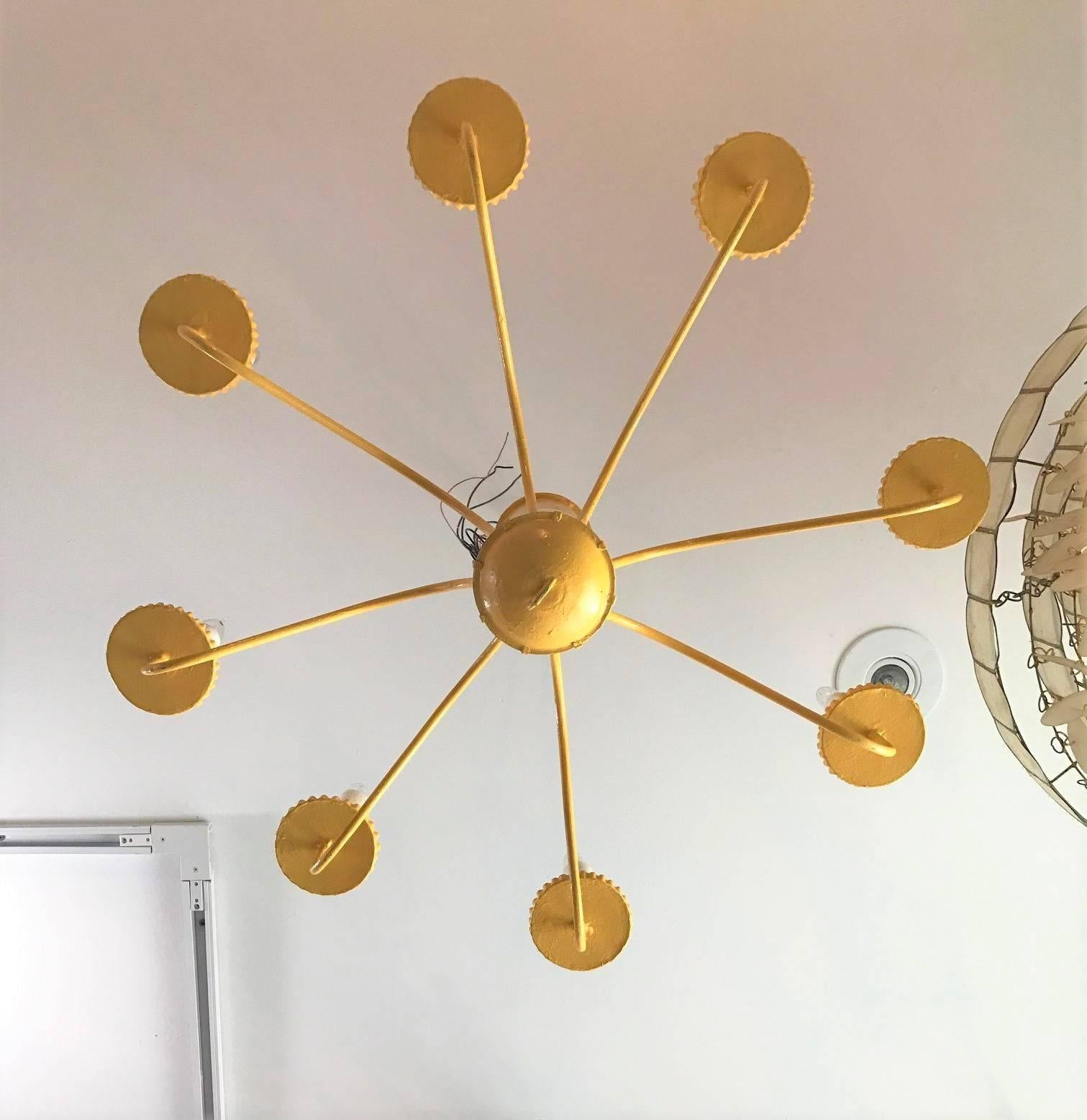 Mid-20th Century ON SALE NOW! ON SALE NOW! Hand-Forged Buttercup Yellow Barrel Chandelier