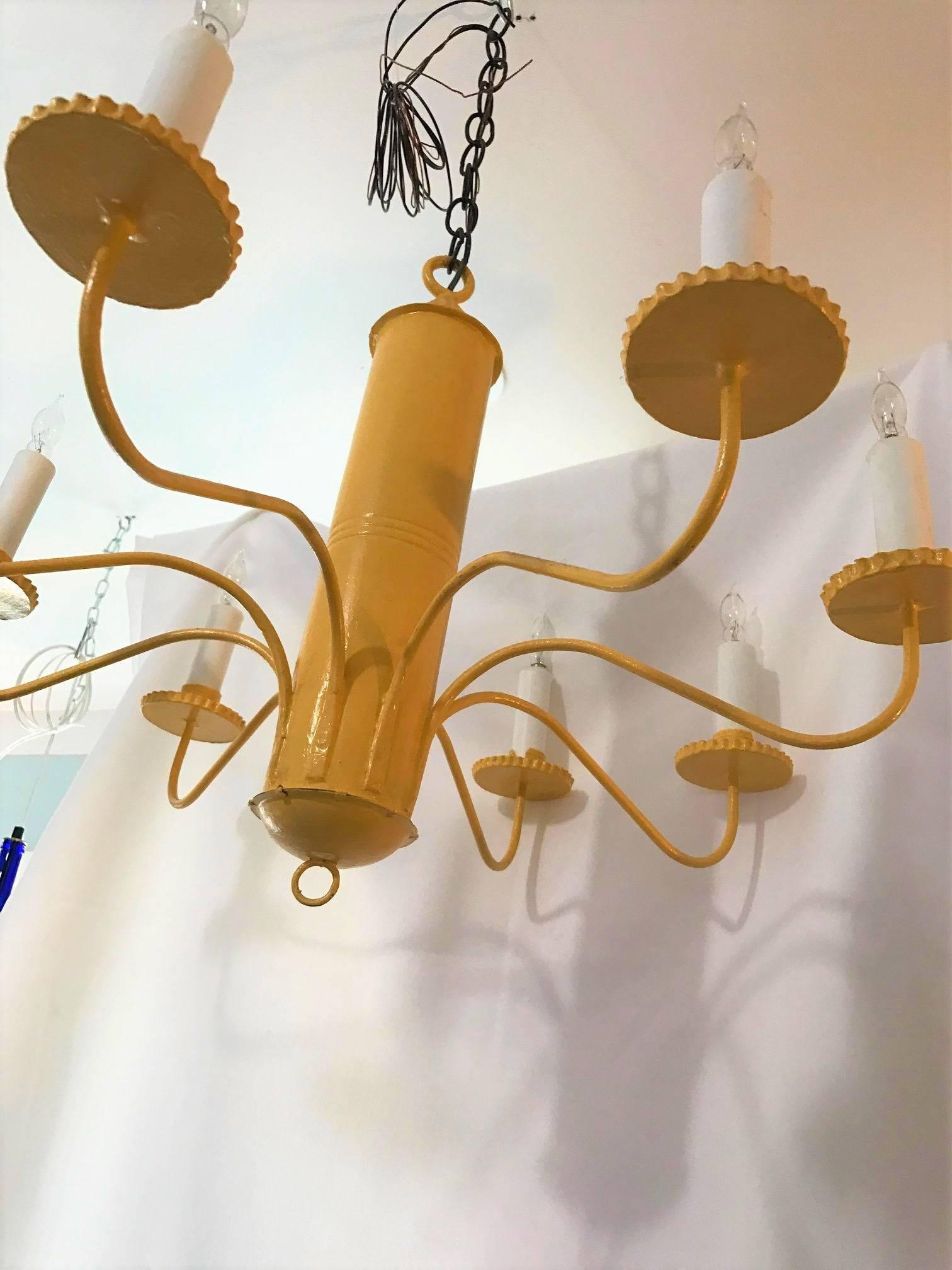 American ON SALE NOW! ON SALE NOW! Hand-Forged Buttercup Yellow Barrel Chandelier