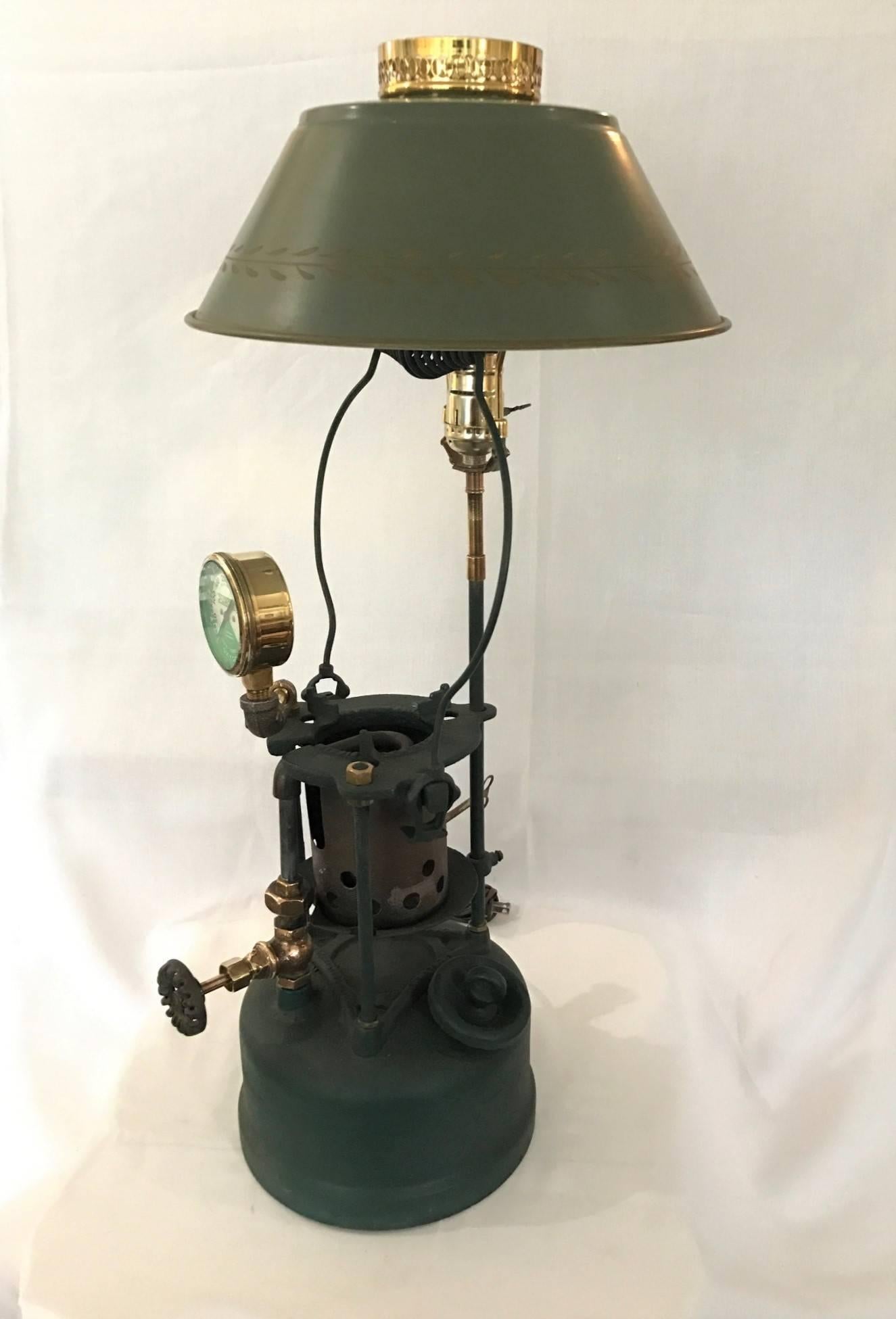 American Sale!  Man Cave Holiday Gift Sale! Lead Melter Lamp Polished Brass Oxygen Gauge 