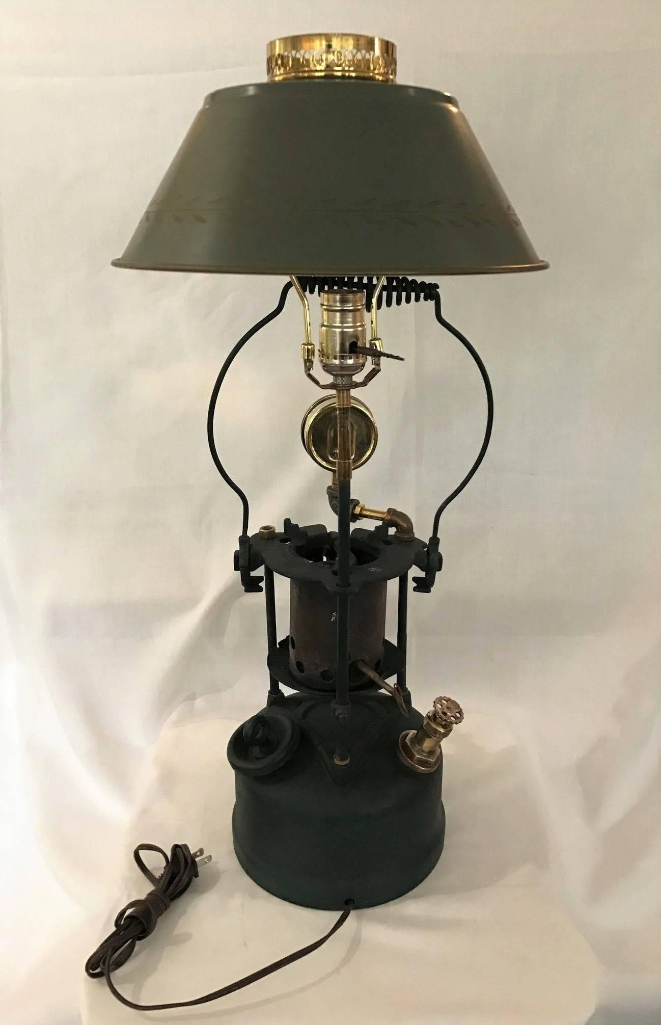 Early 20th Century Sale!  Man Cave Holiday Gift Sale! Lead Melter Lamp Polished Brass Oxygen Gauge 