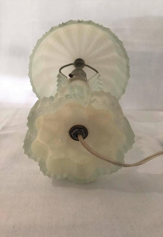 SALE! SALE! SALE! A Pair of Art Deco Lalique Style Glass Lamps Nickle