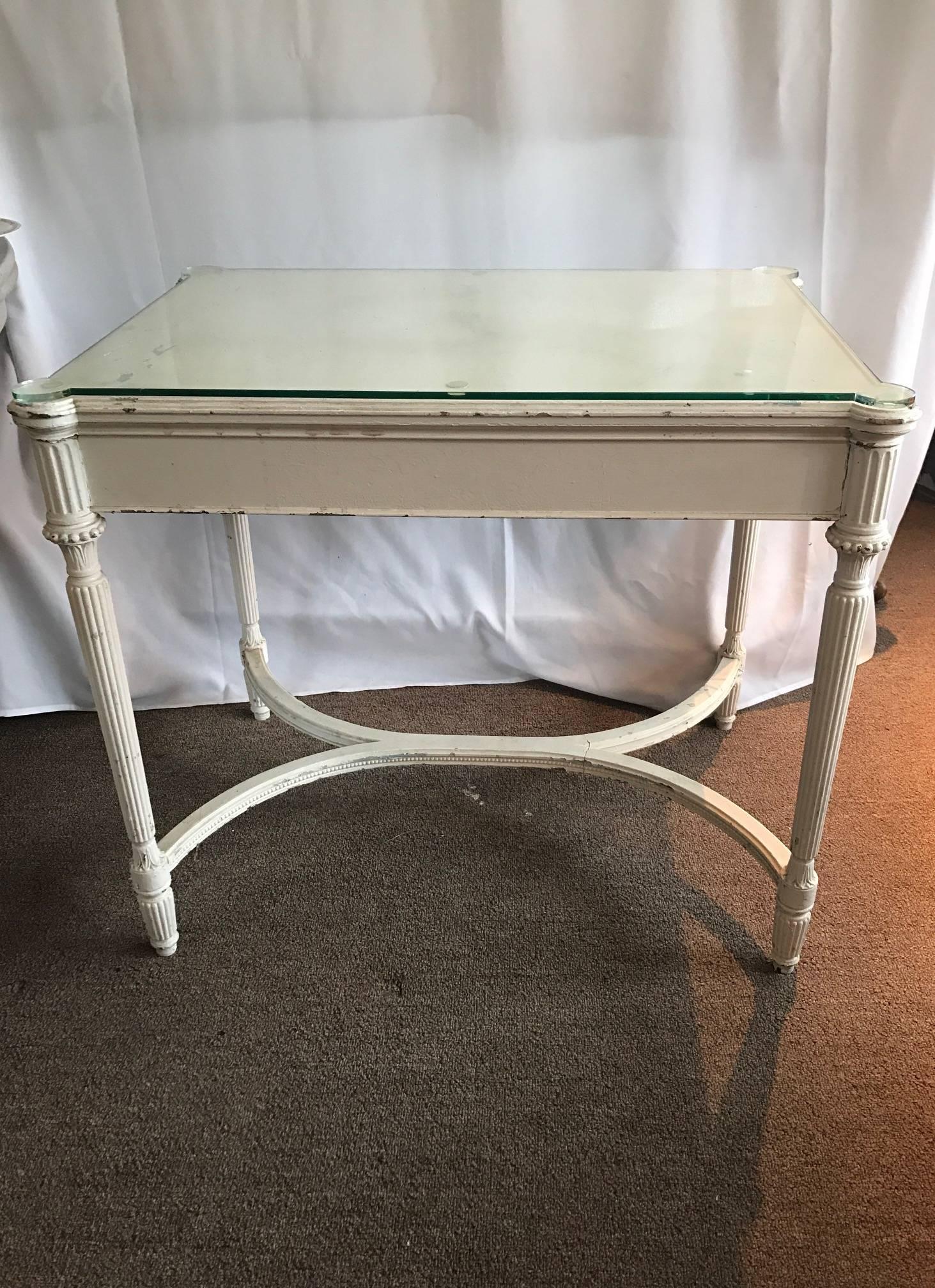 Hollywood Regency On Sale Now!  SALE! Maison Jansen Style Vanity or Desk Glass Top and Gilt Chair