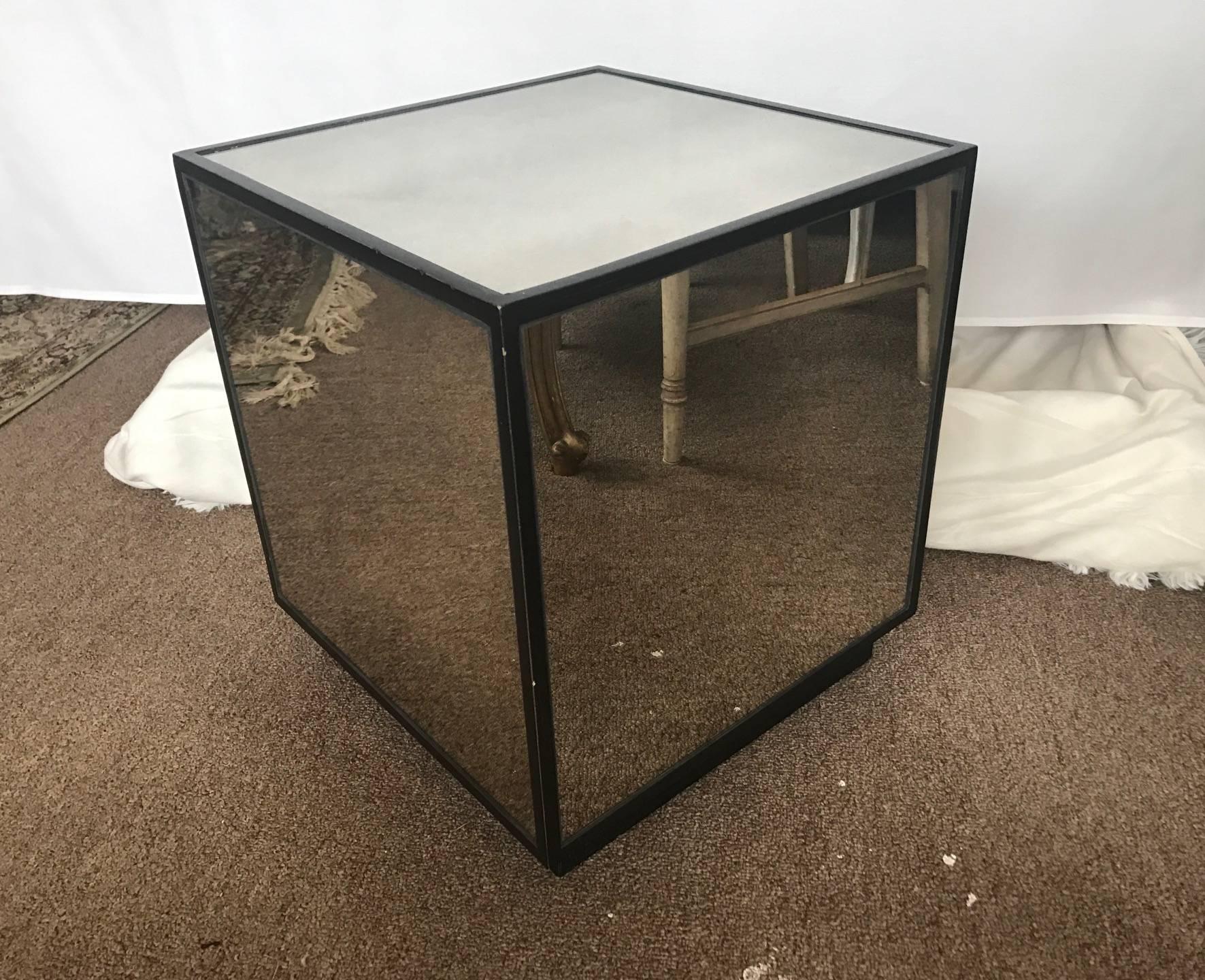 American On Sale Now! Ralph Lauren Style Antiqued Glass Cube Side Table Modern Design  For Sale