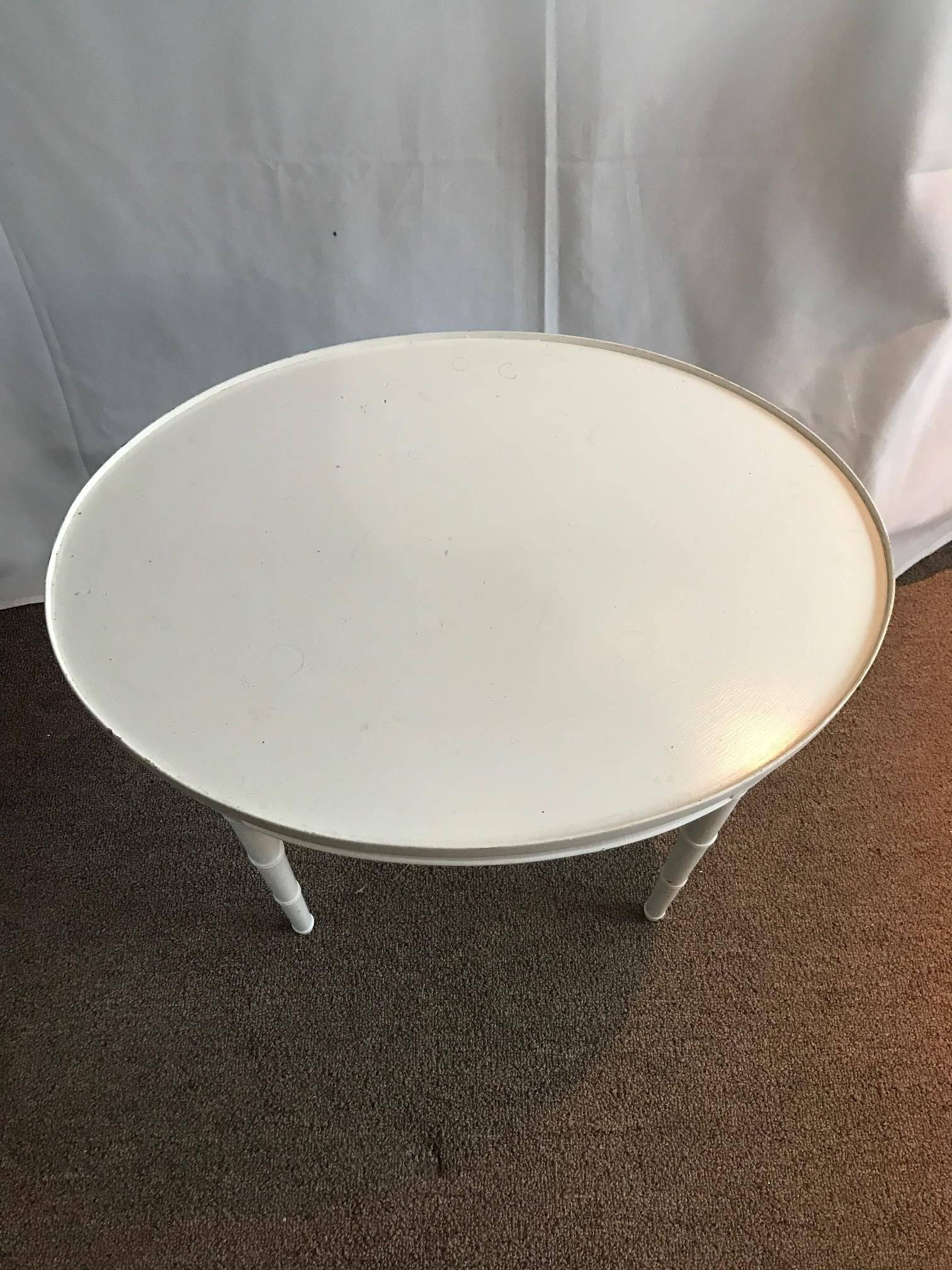 Louis XVI Maison Jansen Style Pretty as a Picture Petite White Wooden Side or Coffee Table