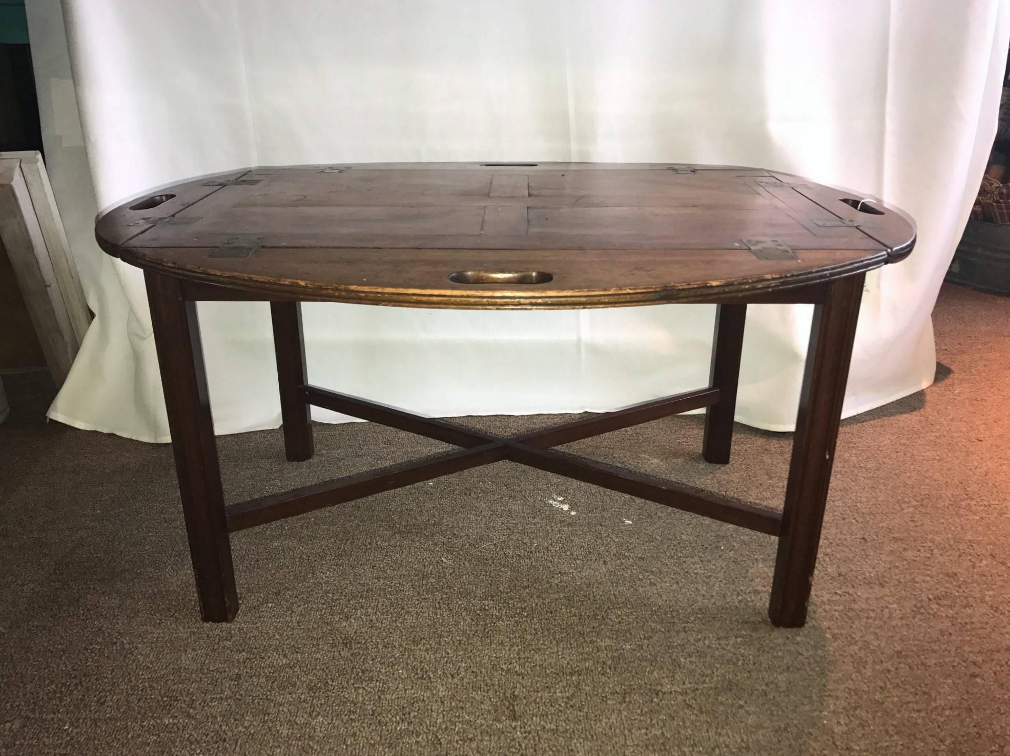 Chippendale Antique Period Mahogany Butler's Tray Table, English, circa 1765 1