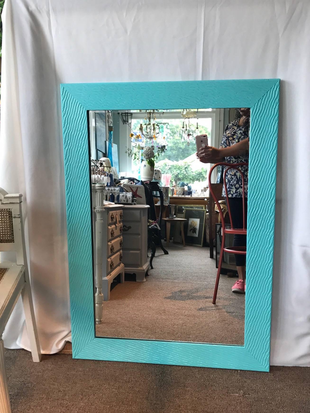 ON SALE NOW! Beach Blues Hand Painted Modern Mirror  For Sale 2
