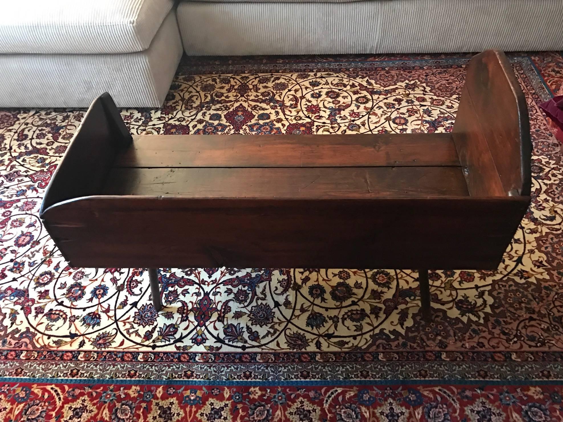 Really Cool Mahogany Vintage Cradle Made into a Cool Coffee or Center Table 2