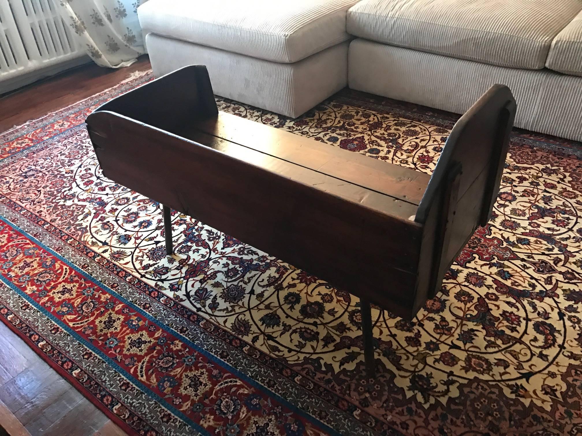 Really Cool Mahogany Vintage Cradle Made into a Cool Coffee or Center Table 3