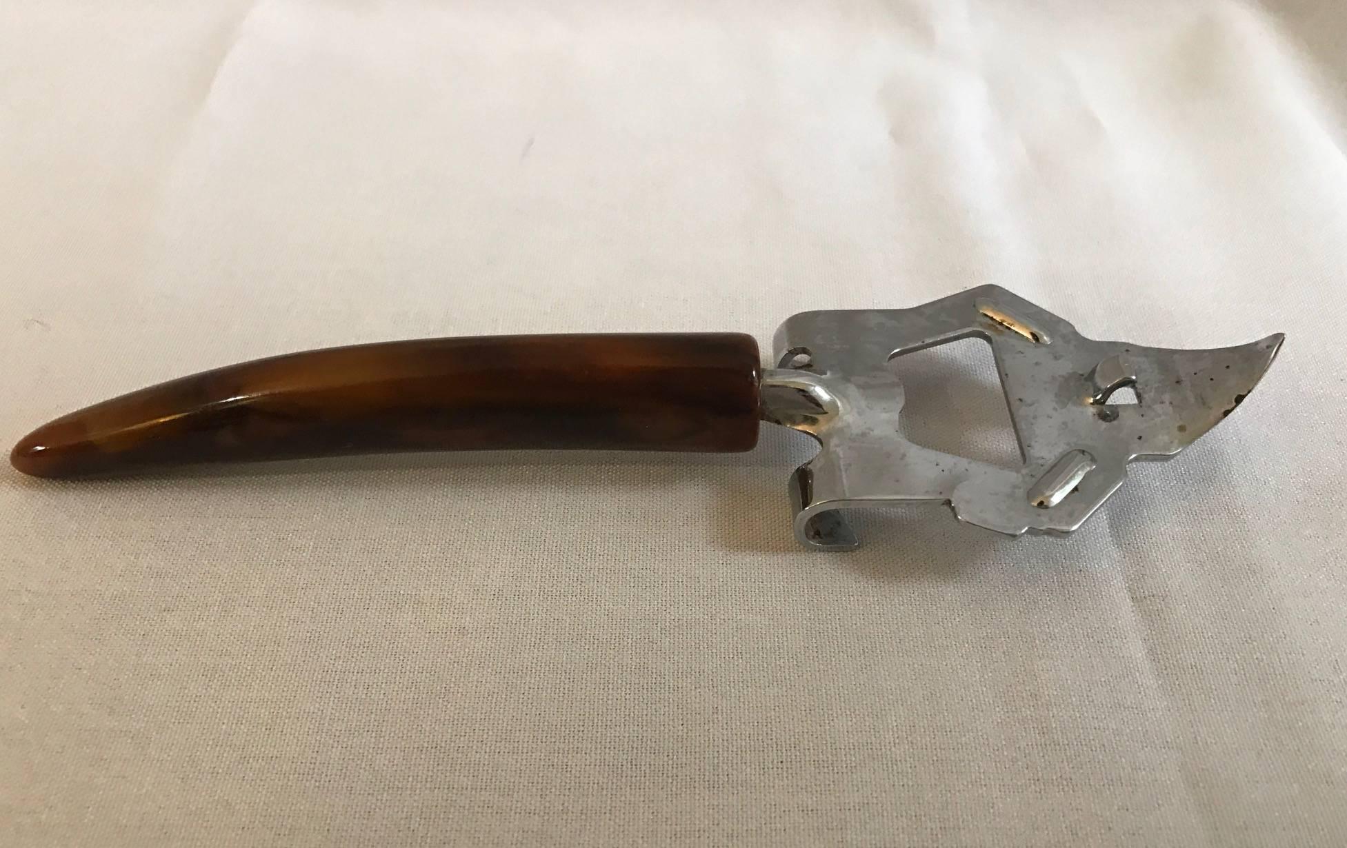 Mid-Century Modern Awesome Ralph Lauren Style Vintage Faux Tortoise Shell  Can Opener- Great Gift!  For Sale