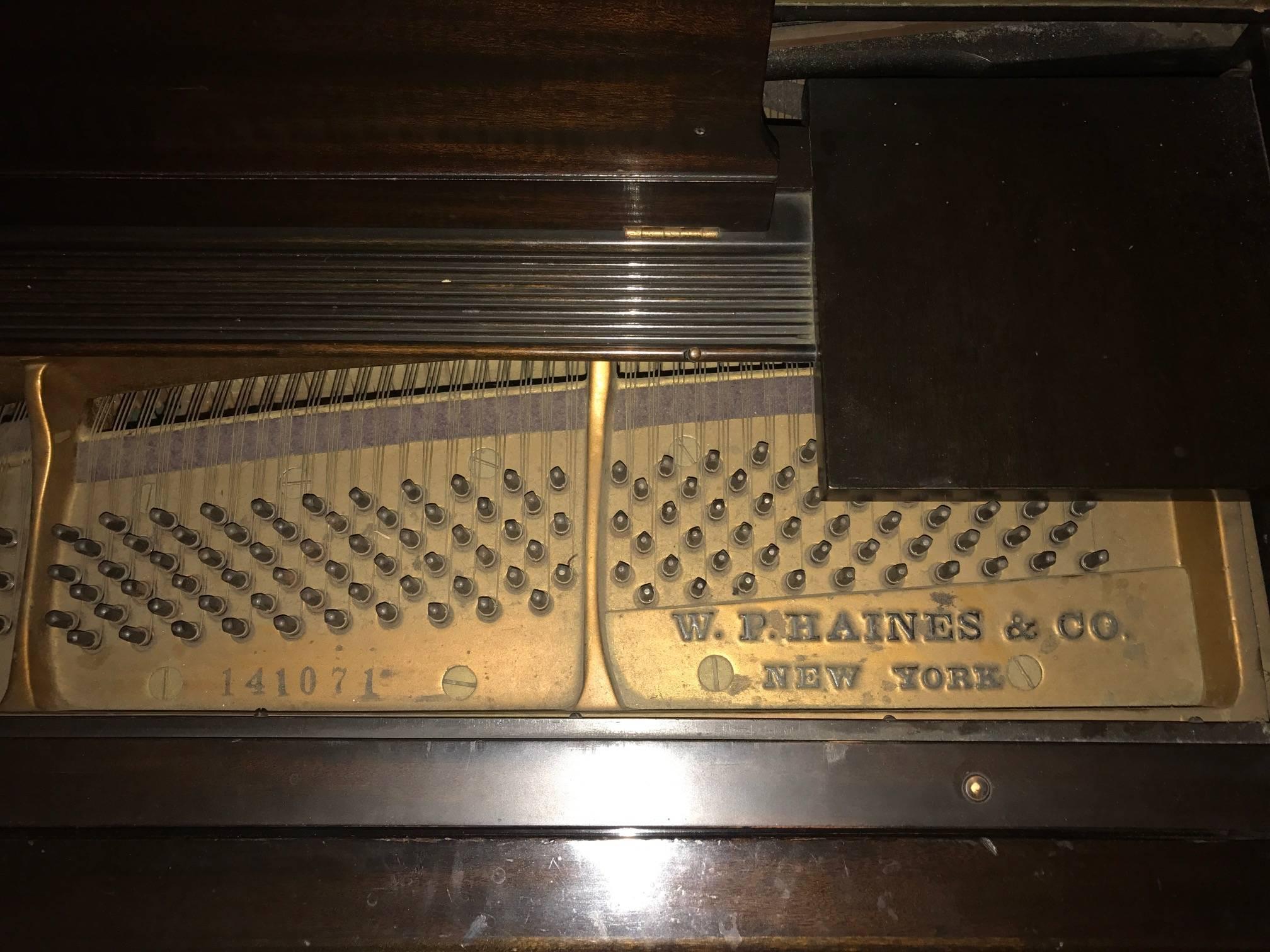 American W.P. Haines and Company Mahogany Grand Piano, 1920s