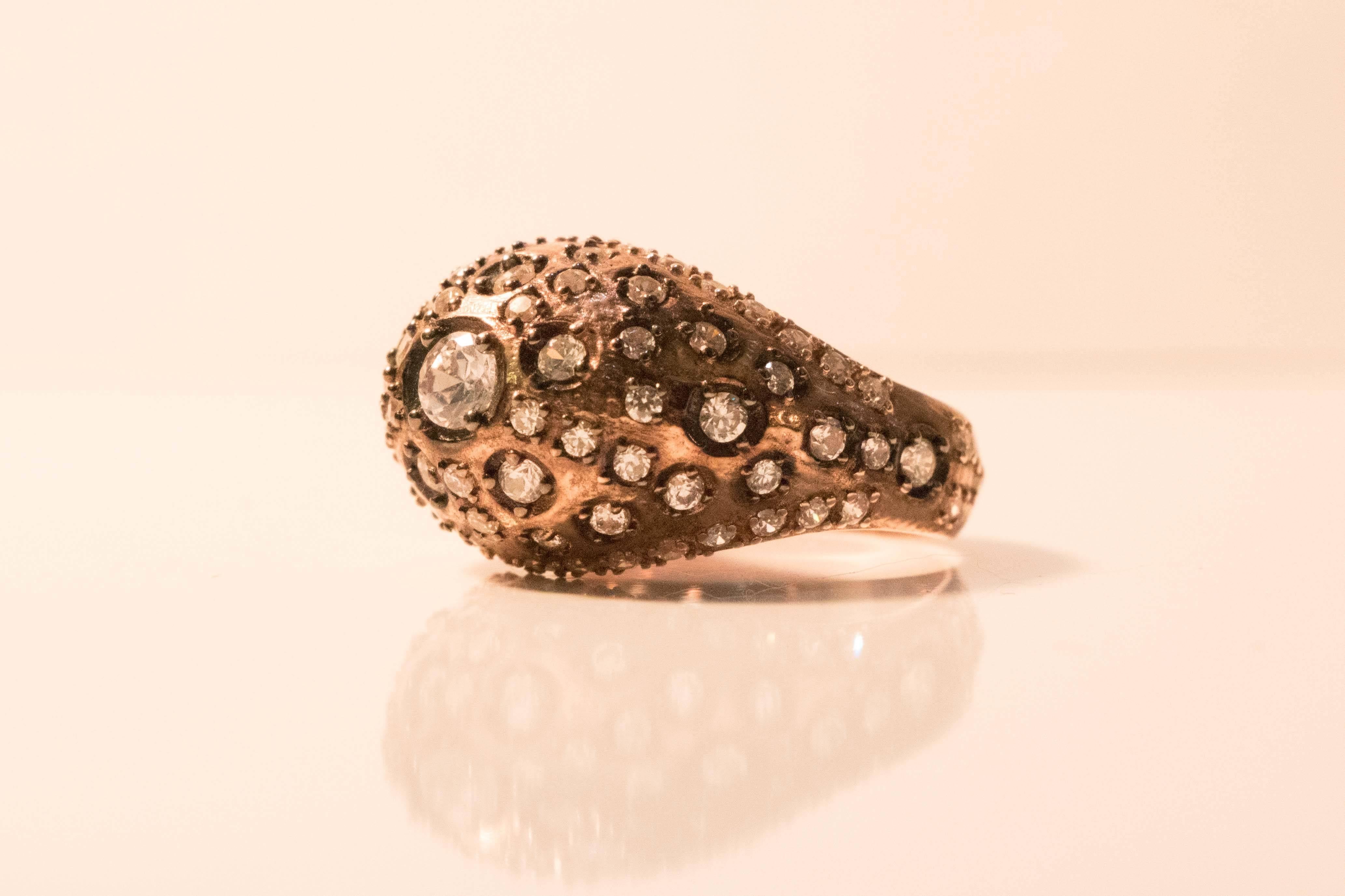 Hollywood Regency Vintage Edwardian Shaped 1920s Style Swavorski Ring For Sale