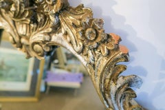 Vintage La Barge Antiqued Silver Mirror, Great Design Carved Shell, Floral