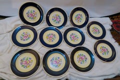 Stunning Set of 11 Cobalt Blue Fondeville Ambassador Luncheon Plates