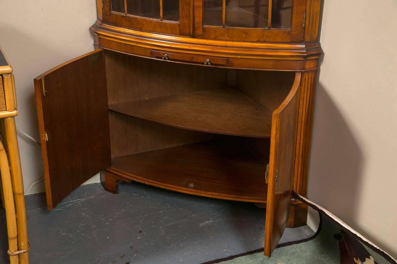 20th Century Bevan Funnell Yew Wood Corner Cabinet