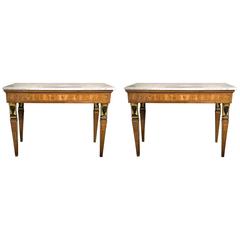 ON SALE Pair of Late 19th Early-20th Century Italian Marble-Top Console Tables 