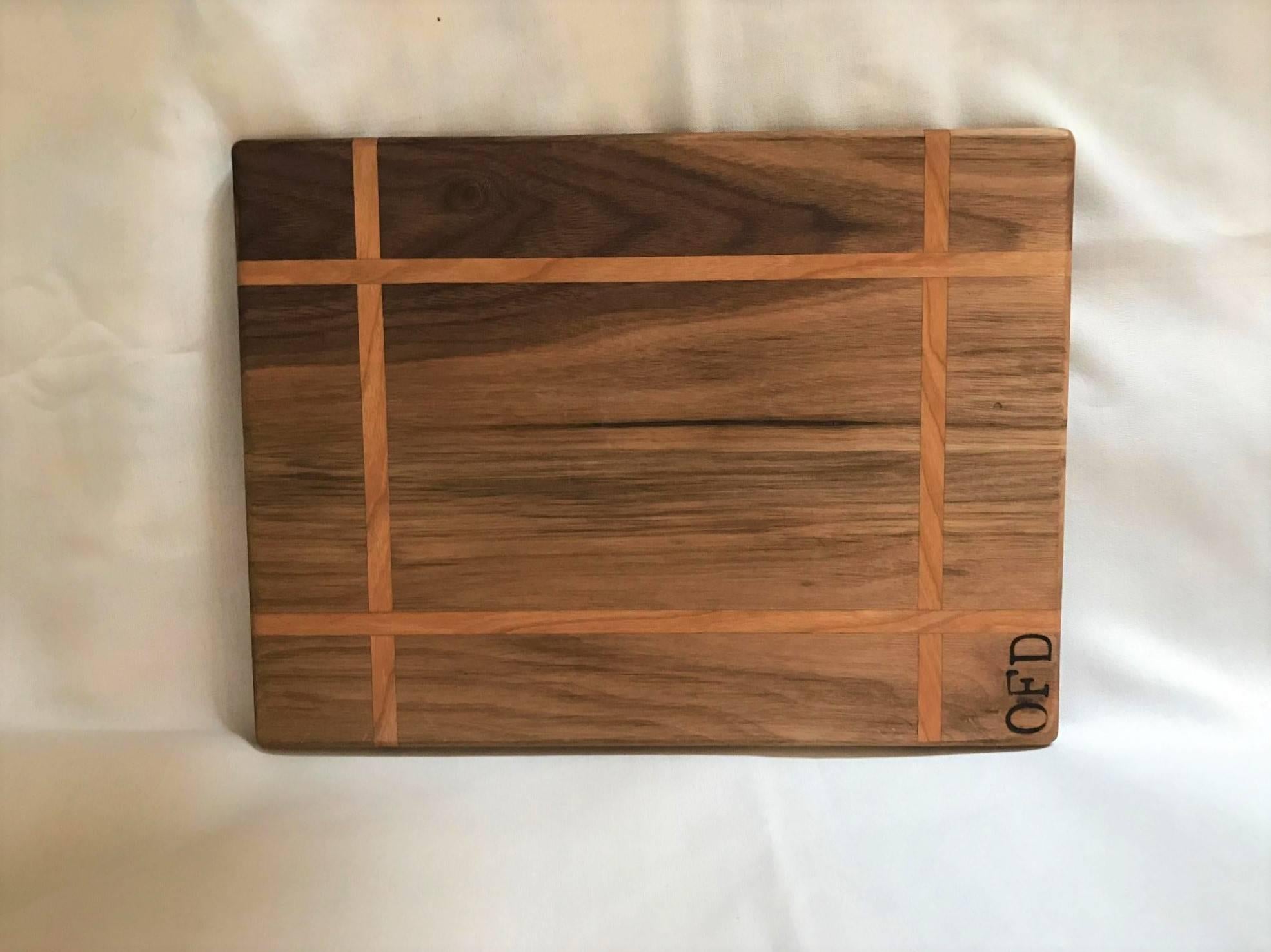 Organic Modern Walnut and Cherry Inlay Cutting Board