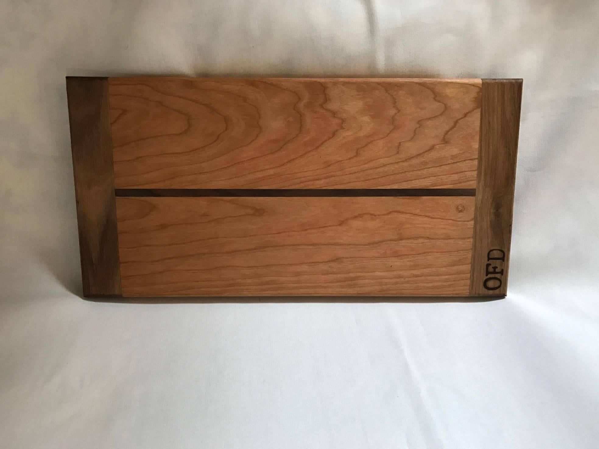 Contemporary Handcrafted Custom-Made Walnut and Cherry Inlay Cutting Board