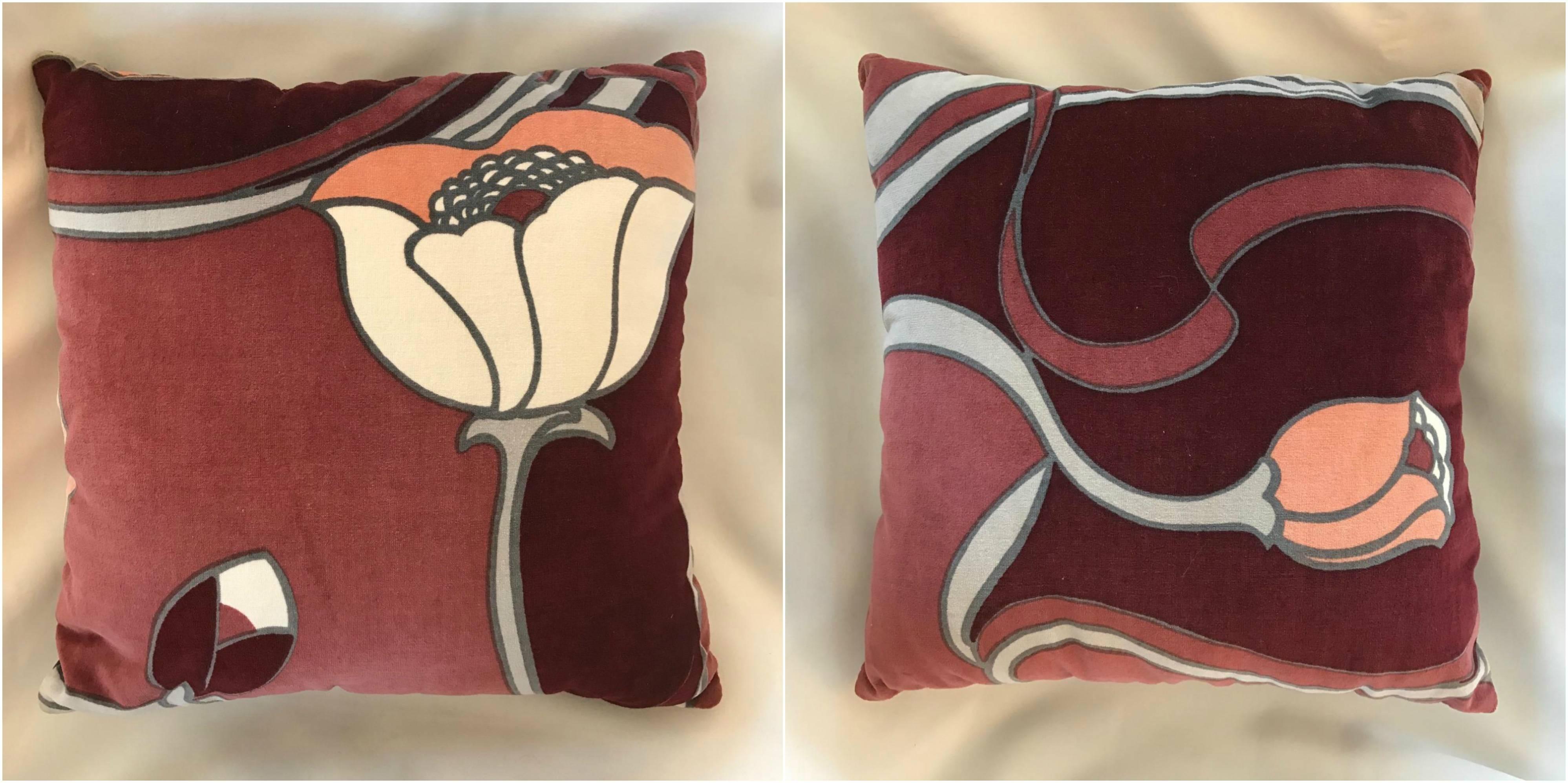 Set of Nine Mid-Century Modern Velvet Lotus Flower Pillows 3