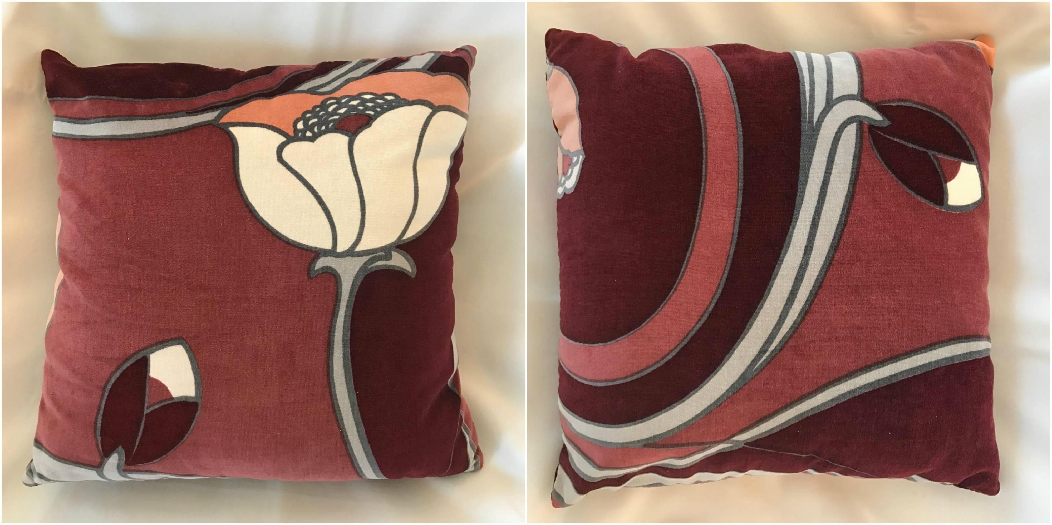 Set of Nine Mid-Century Modern Velvet Lotus Flower Pillows 4