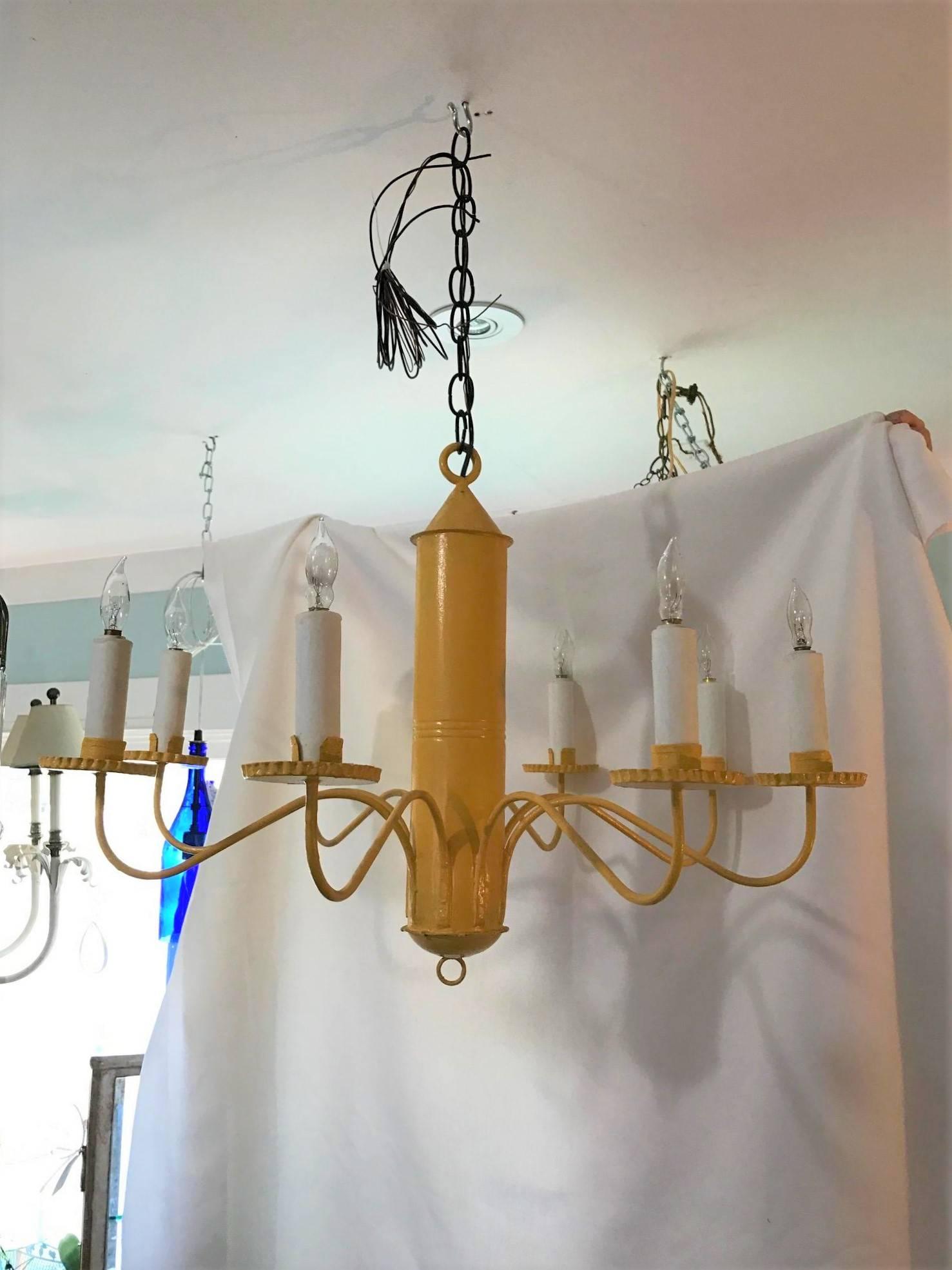 ON SALE NOW! ON SALE NOW! Hand-Forged Buttercup Yellow Barrel Chandelier 1