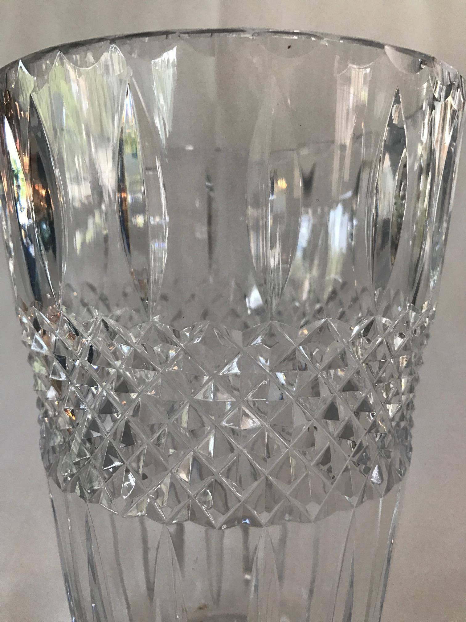 1930s cut cross hatched crystal vase. Old English mid-20th century. Beautiful piece. No chips or dings.