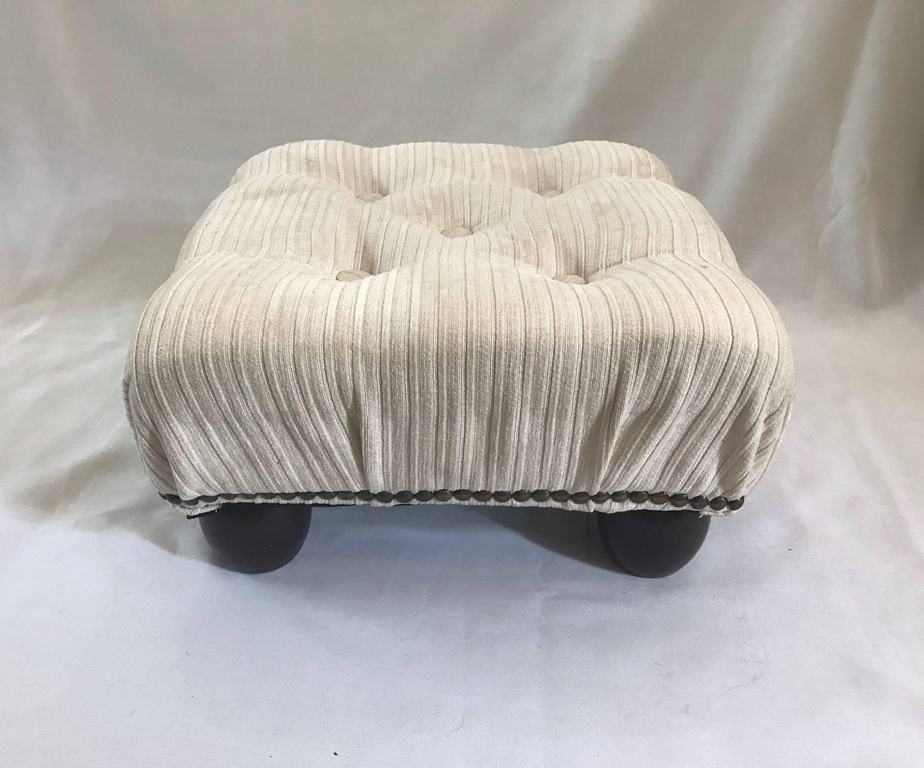 white velvet ottoman