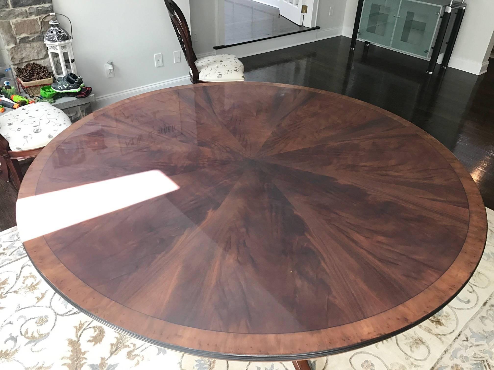 Monumental! Absolutely Fabulous Maison Jansen Style Round Mahogany Dining Table In Good Condition In Westport, CT
