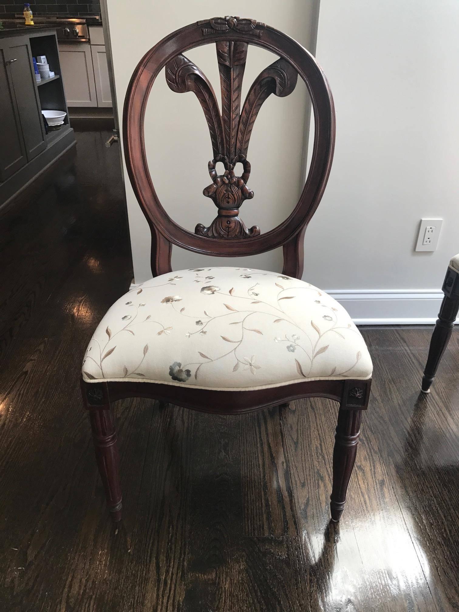 ON SALE NOW!  Set of Seven Hand-Carved Feather Back Louis XVI Chairs 3