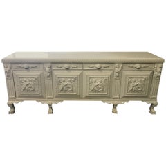 ON SALE Monumental White Lacquered Modern Newly Refurbished Sideboard or Console